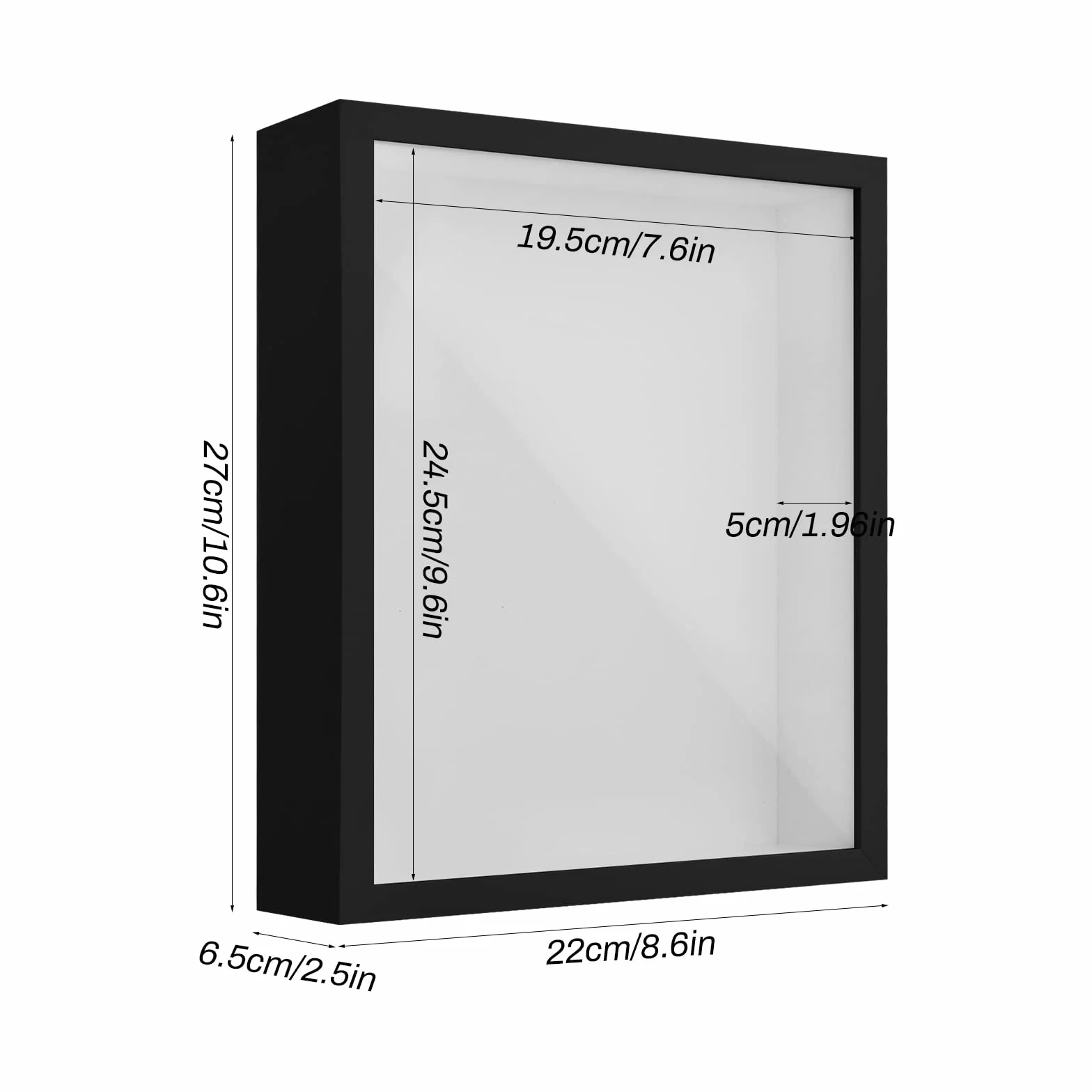Ramki o głębokości, 22x27 cm Ramki na zdjęcia 3D, głęboka drewniana ramka na stół ścienny, ramka na zdjęcia 3D Shadow Box,Obrazy Witryna na Medal, Kwiat, Pamiątka, Rękodzieło, Czarny (5 cm)