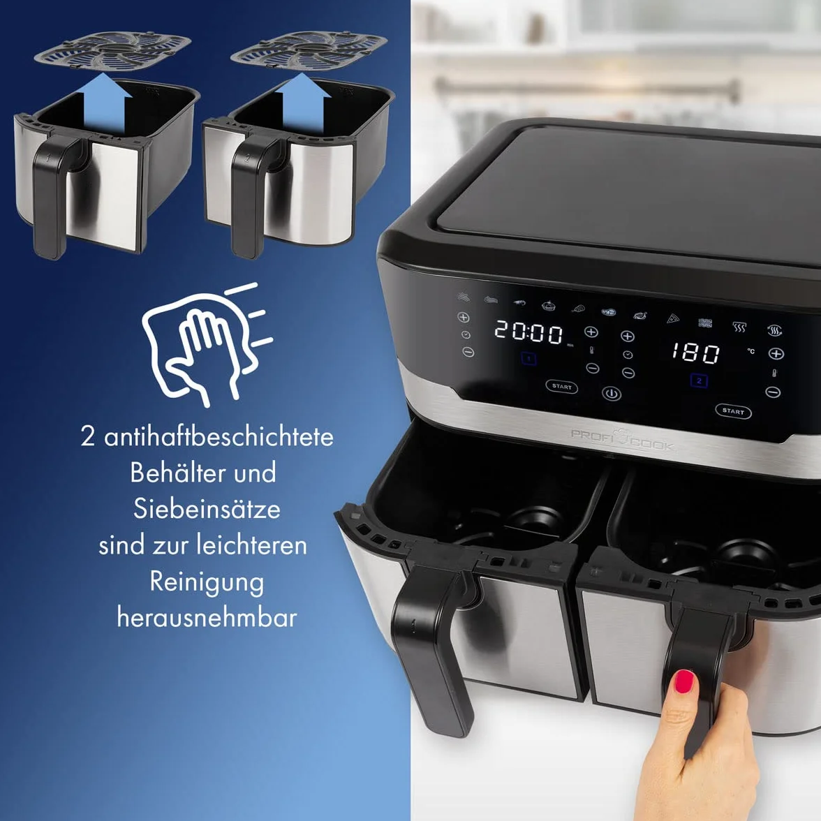 Proficook 501242 Frytkownica, Czarny/Srebrny, 4,5 l