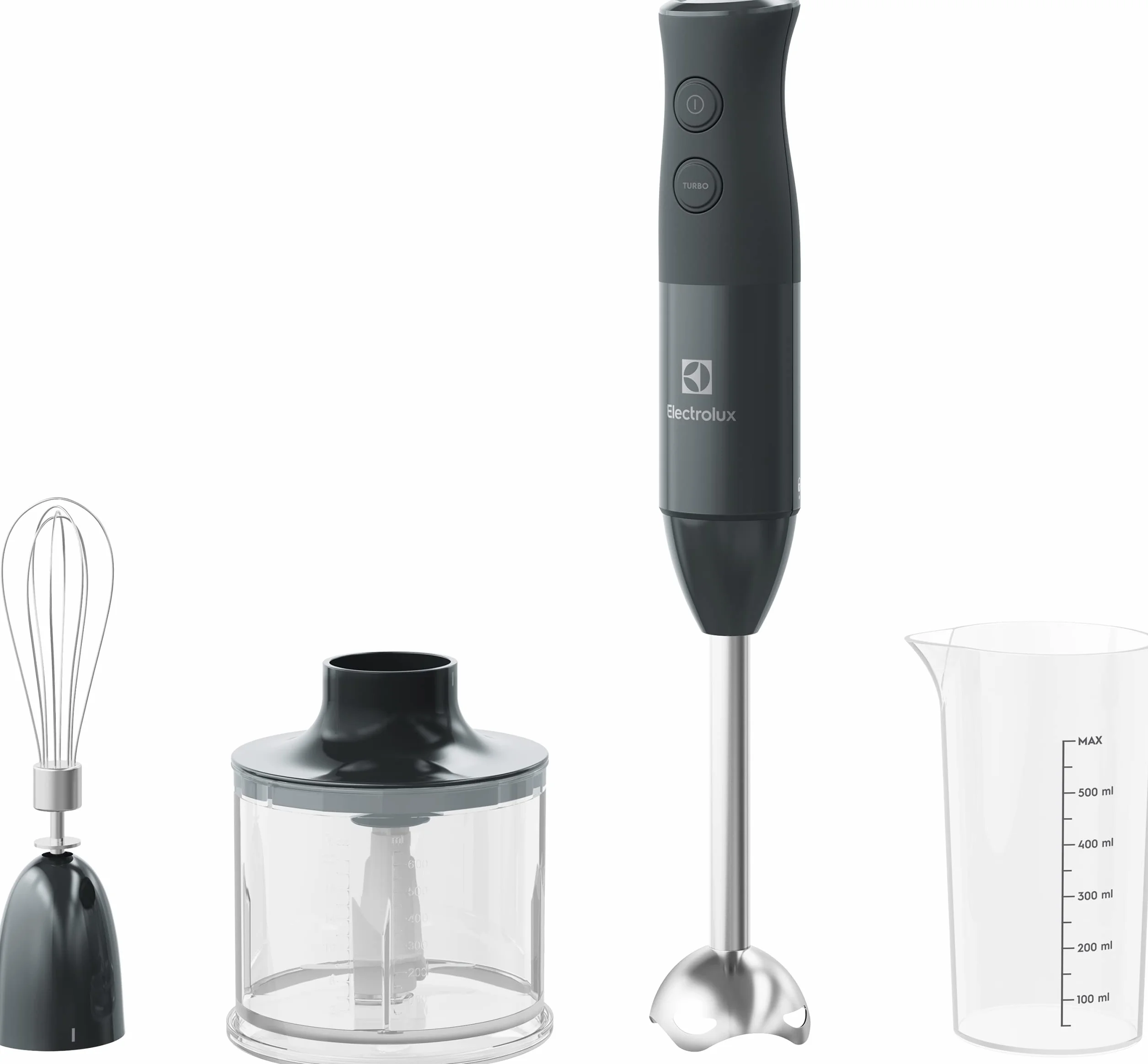 Electrolux Blender Ręczny Create 4 E4HB1-6GG, Rozwiązanie TruFlow, Blenderowy, Funkcja Turbo, Wydajny silnik o mocy 600W, Liczba ustawień 10, Urządzenie nie zawiera bisfenolu, 600 ml, Czarny