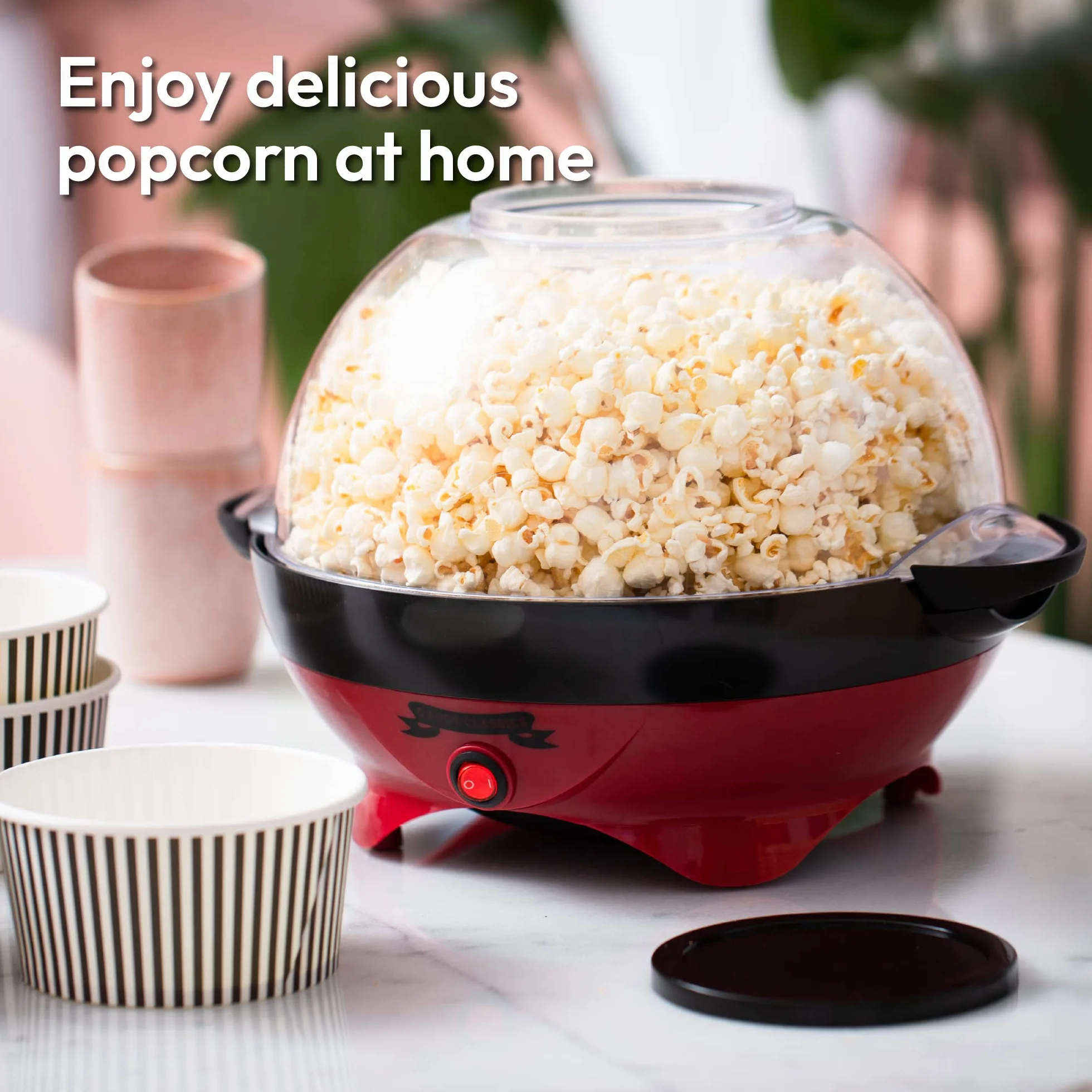 Gadgy ® Maszyna do popcornu l 800W Maszyna do popcornu z nieprzywierającą powłoką i wyjmowaną powierzchnią grzewczą l Spokojnie i szybko l Zawartość 5 litrów