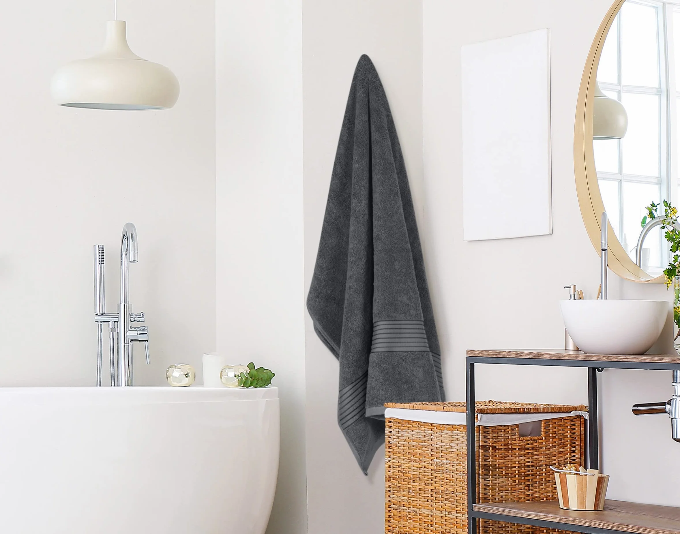 Utopia Towels - (Opakowanie 2 szt.) Luksusowy bardzo duży ręcznik kąpielowy - 100% czesana bawełna pierścieniowa, bardzo miękka i bardzo chłonna, grube duże ręczniki łazienkowe 90 x 180 CM (Szary)