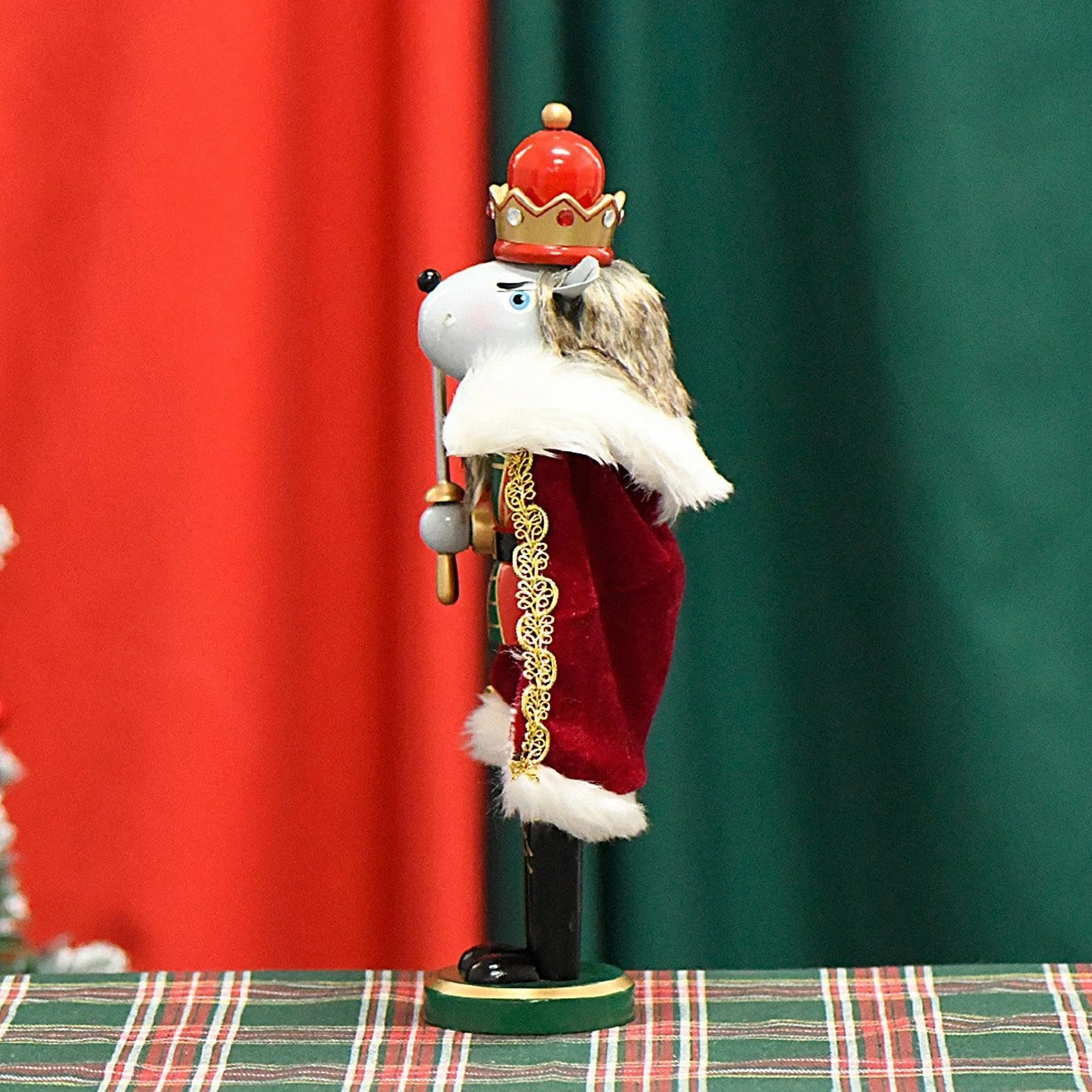 Drewniana dekoracja dziadka do orzechów, statuetka króla myszy, dekoracje ?wi?teczne pó?ki, figurka dziadka do orzechów 30 cm, ?wi?teczna dekoracja, kapry? dekoracja ?wi?teczna, wyj?tkowy dziadek