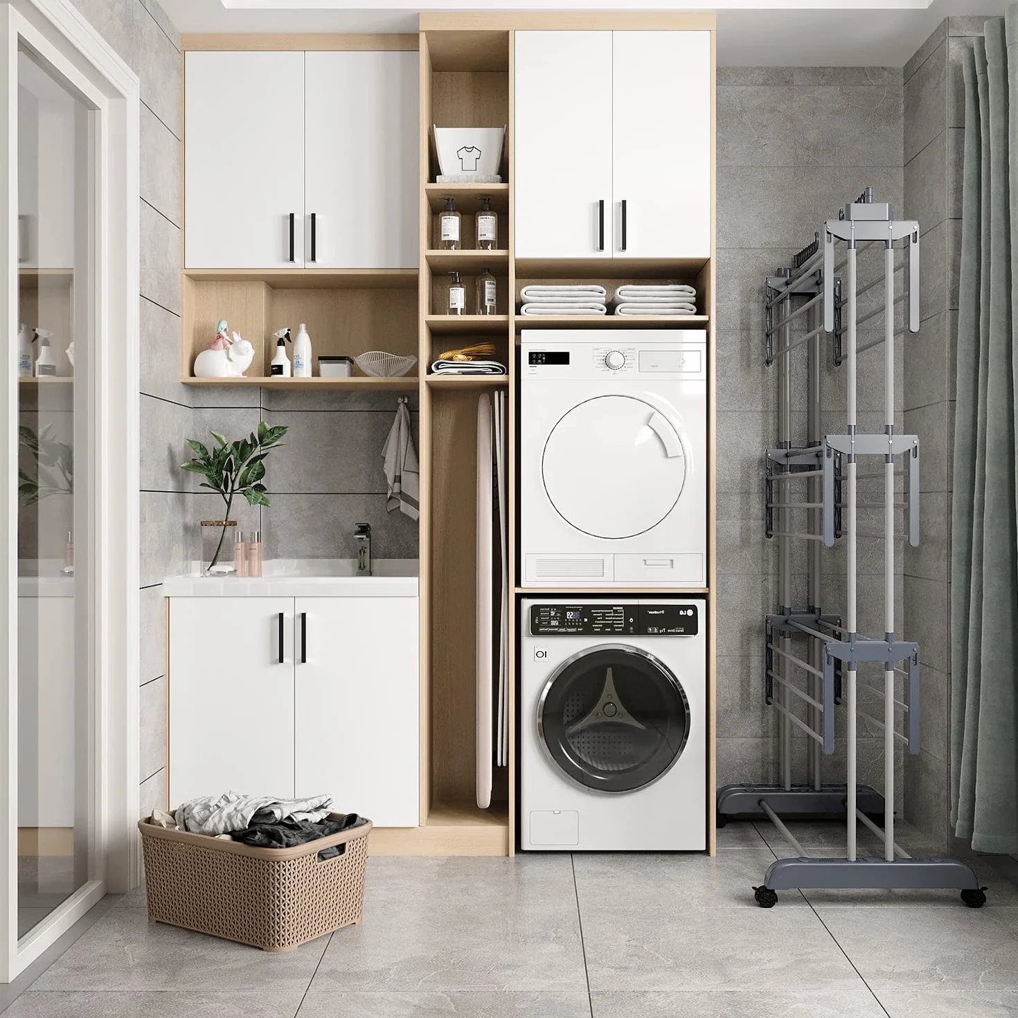 Suszarka na Pranie Pionowa Stojaca Universal Aluminium Vertical Clothes Drying Rack na Balkon/Ogrodowa
