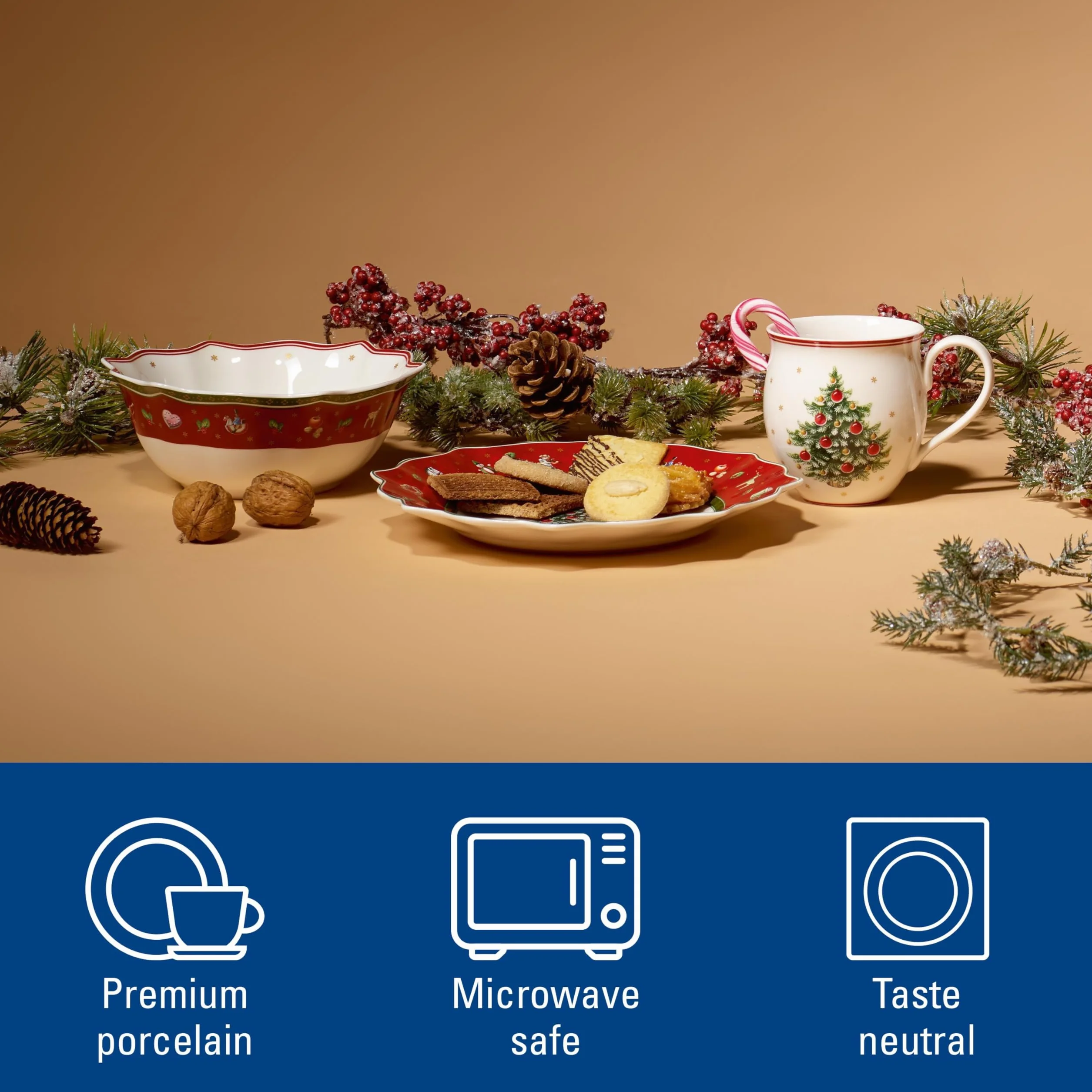 Villeroy & Boch Toy's Delight Serwis śniadaniowy dla maksymalnie 2 osób „Breakfast for Two”, 6-częściowy, porcelana premium, czerwony