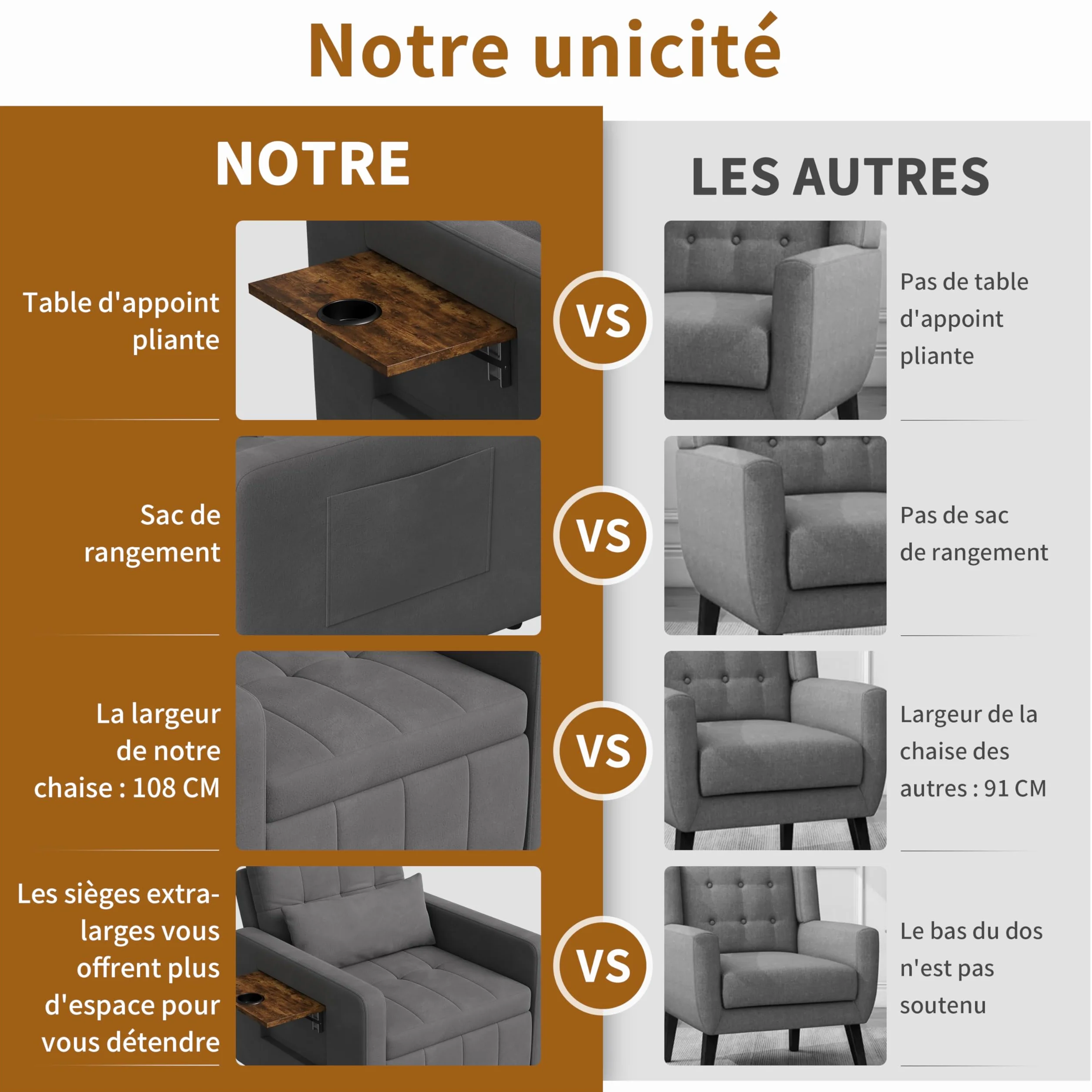 Fotel do spania 3 w 1 z funkcją łóżka, rozkładana sofa ze składanymi stolikami do herbaty, pojedyncza sofa do spania, rozkładane krzesło, regulowany pojedynczy fotel z poduszkami, powierzchnia