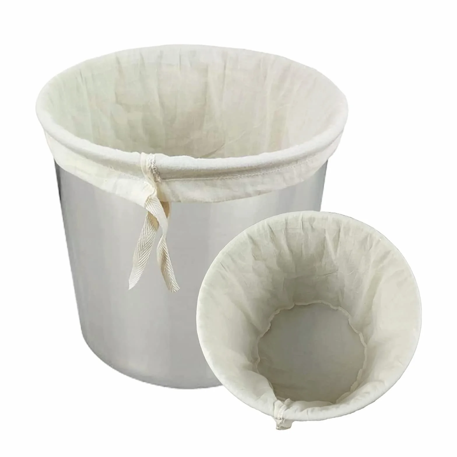 Bawełniane torby muślinowe do odcedzania wielokrotnego użytku sznurek domowy worek do zaparzania piwa wino dżem owoce orzechy mleko i jogurt 20 * 30 cm i 40 * 50 cm (opakowanie 2 szt.)