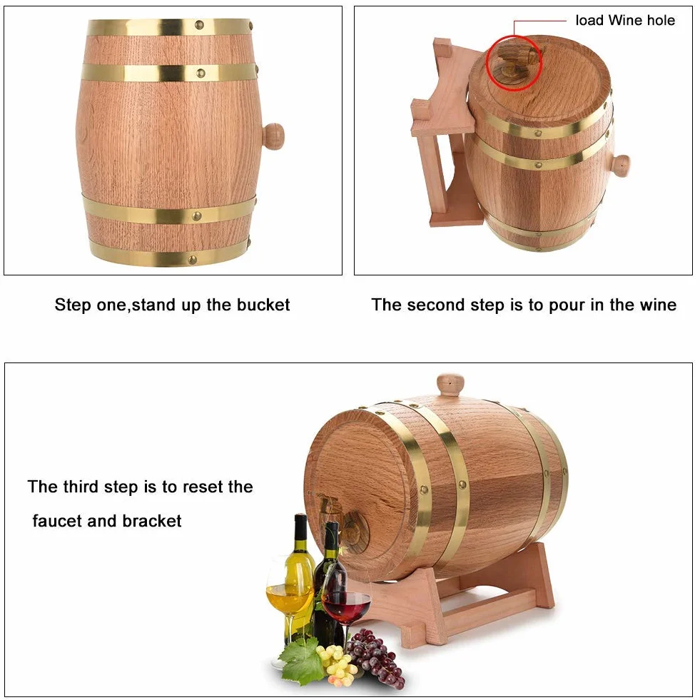 Oak Bar And Restaurant 3L Spodek Dębowy Beczka Dla Wieku 32 × 23 × 23 3L Vintage Dozownik drewna dębowego do whisky Tequila 3L Kran dębowy