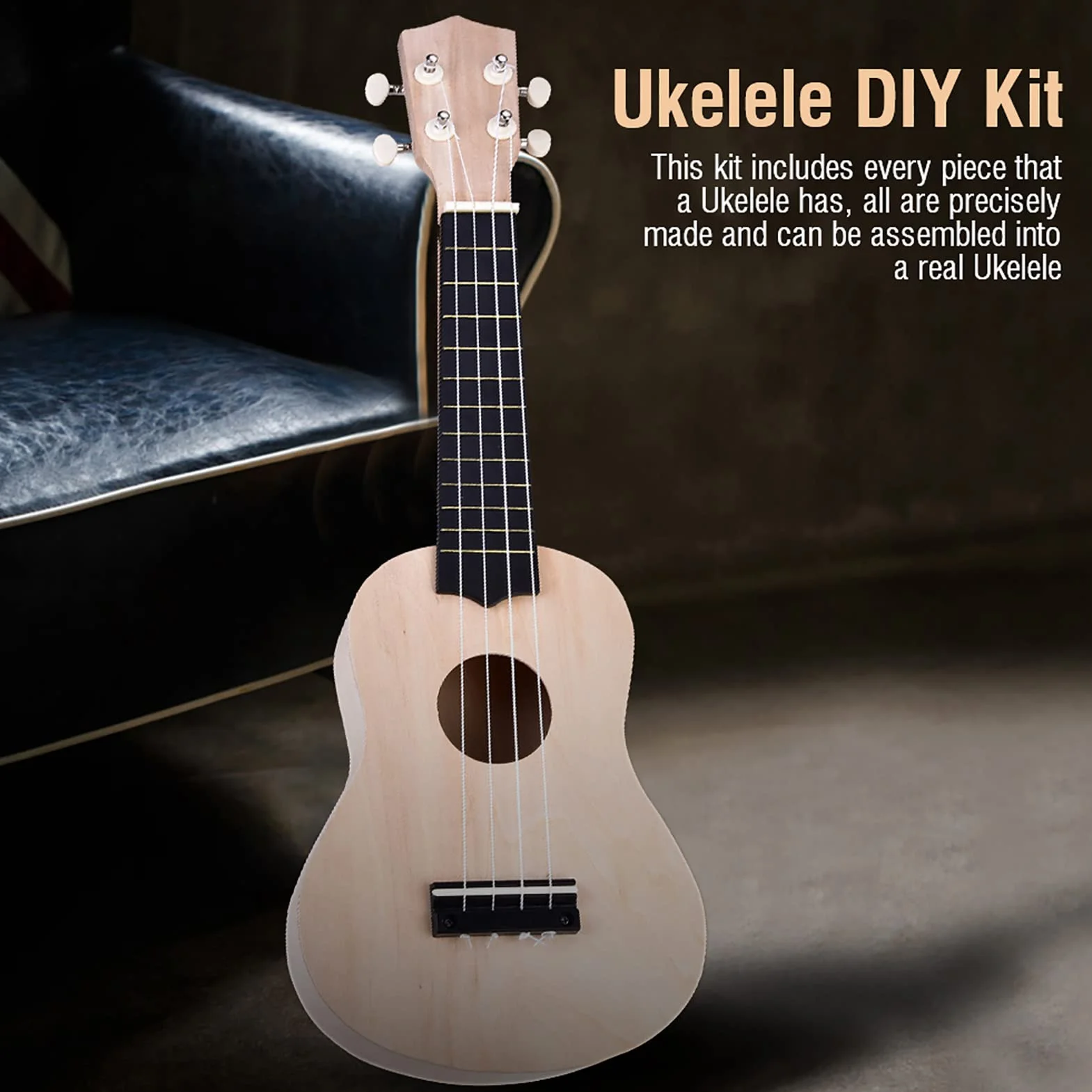 4-strunowy Zestaw do Ukulele DIY Lipa Buduj Własny Instrumenty Muzyczne Akcesoria dla Początkujących Dzieci