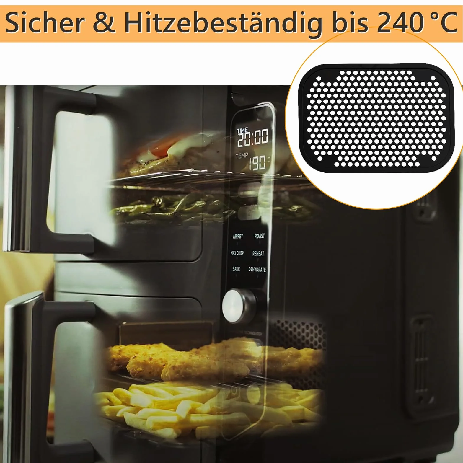 2 sztuki akcesoriów do ochrony przed pryskaniem do Ninja Double Stack XL SL400EU i SL300EU, silikonowa ochrona przed rozpryskiwaniem tłuszczu do frytkownicy na gorące powietrze Ninja Airfryer Double