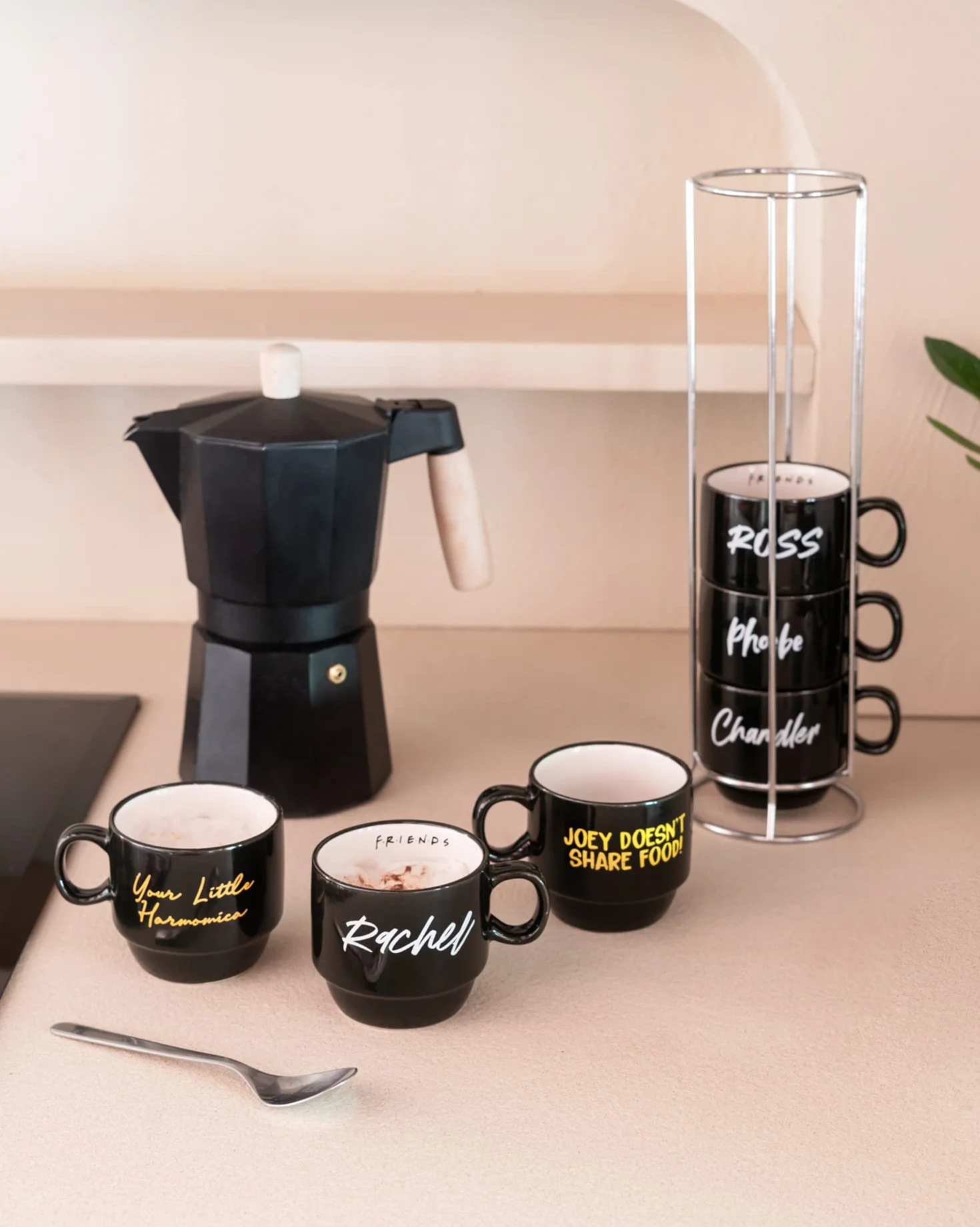 Grupo Erik - Zestaw 6 oryginalnych filiżanek do kawy z podstawką, kubki do espresso, kubek designerski do kawy, STAZ001