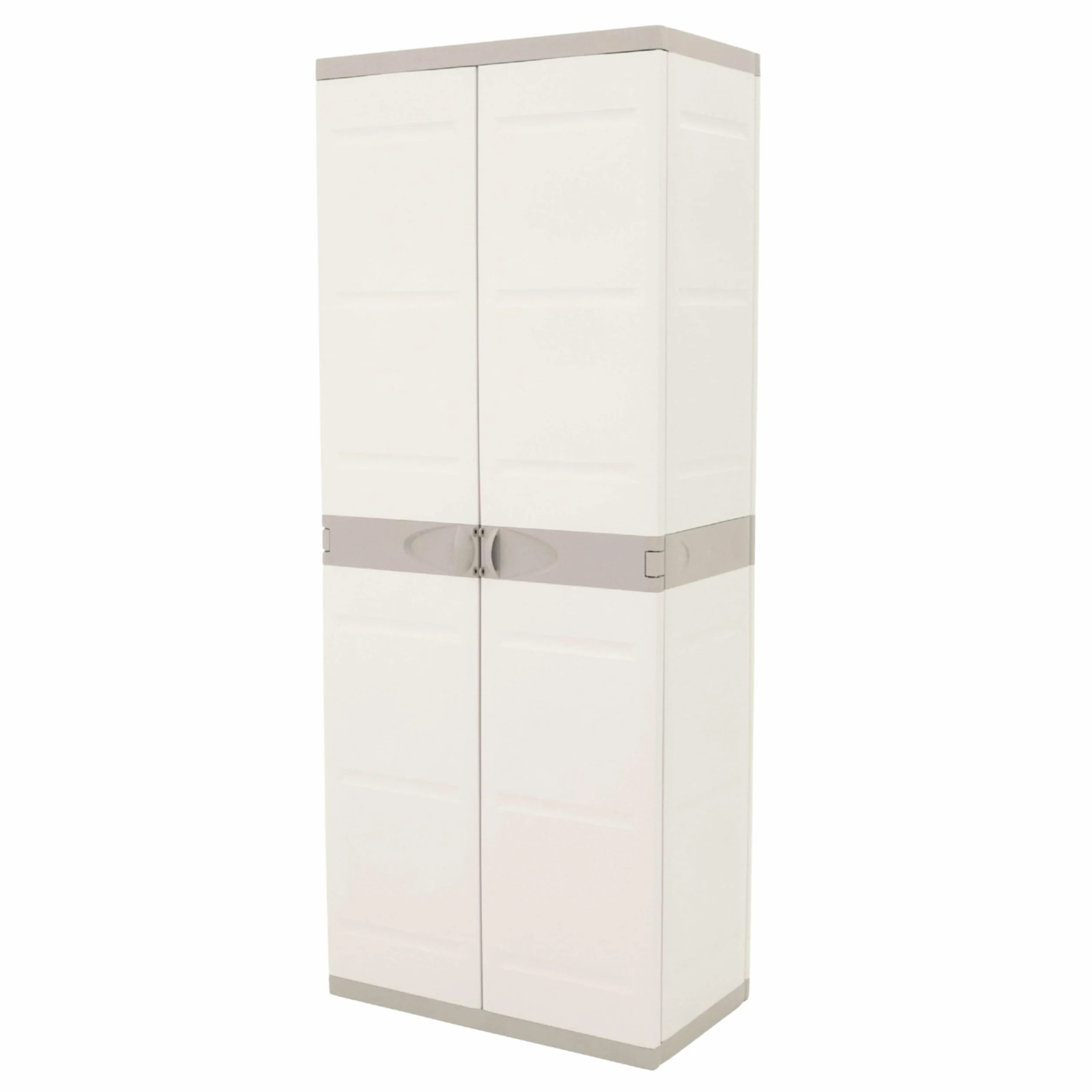 PLASTIKEN Armoire haute de rangement 2 portes avec étageres et penderie 70cm Hauteur 176cm - Gamme TITANIUM