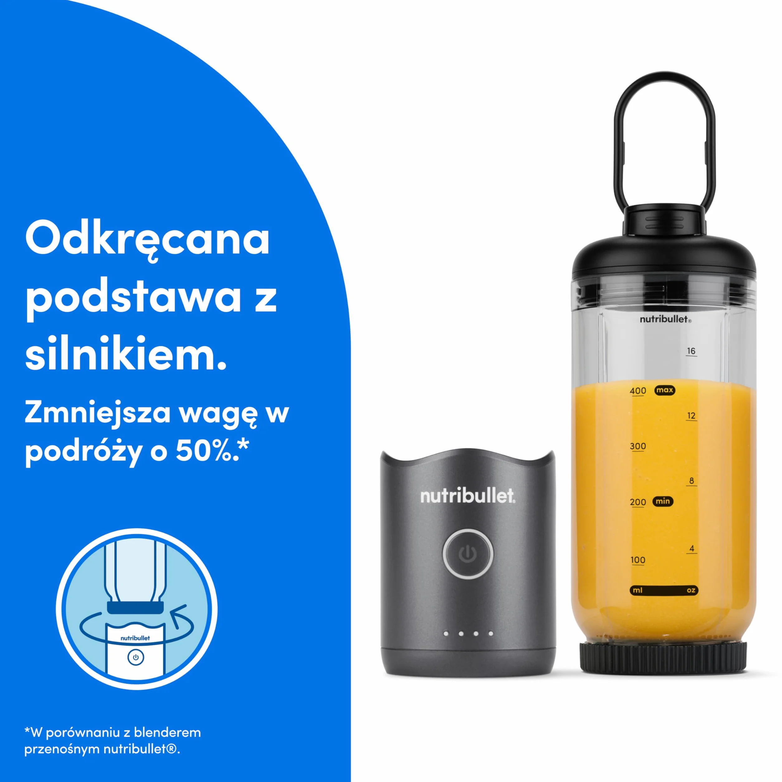 nutribullet Flex 590 ml - Przenośny mikser do smoothie z pokrywką z ustnikiem i uchwytem, siekacz, kruszarka do lodu i mrożonych owoców, USB-C, kubek wolny od BPA, łatwy do czyszczenia, szary