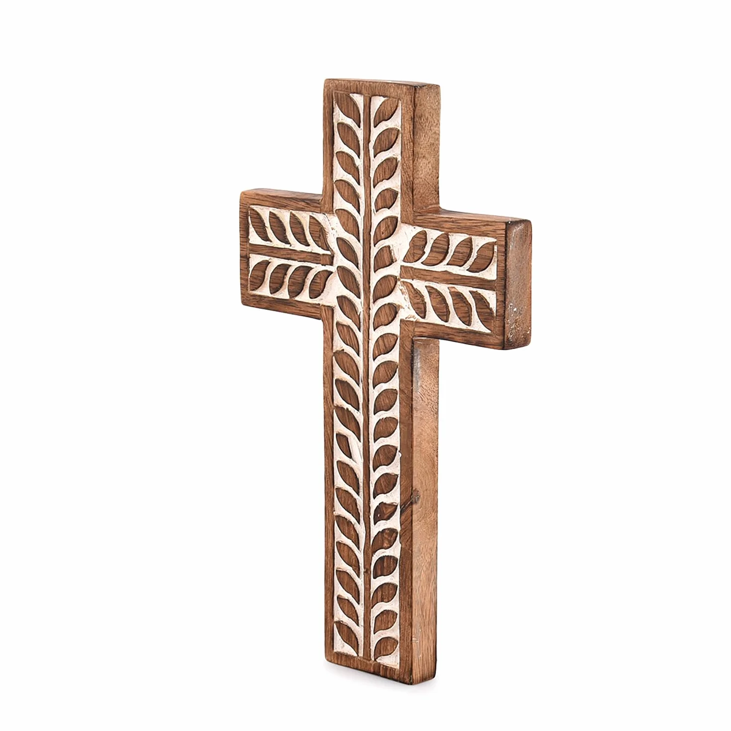 Krzyż wiszący na ścianie drewno mango religijny katolicki 25,4 cm x 15,24 cm x 1,90 cm