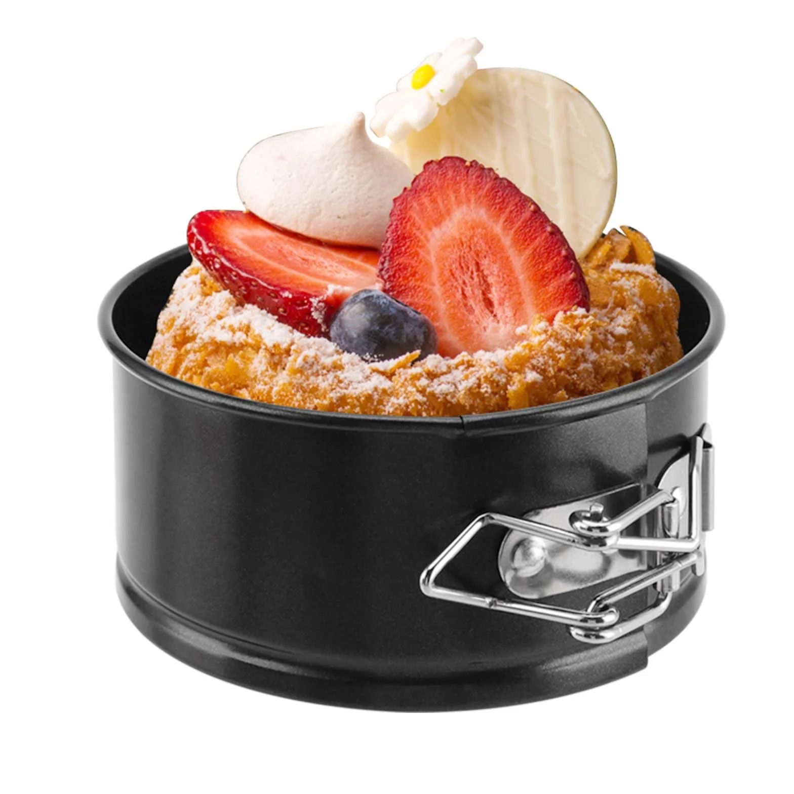 SINJEUN 6 szt. 10 cm czarne okrągłe foremki do ciasta, mini tortownica ze zdejmowanym dnem, nieprzywierające foremki do pieczenia, okrągła forma do ciasta, do restauracji, kuchni, 6 szt
