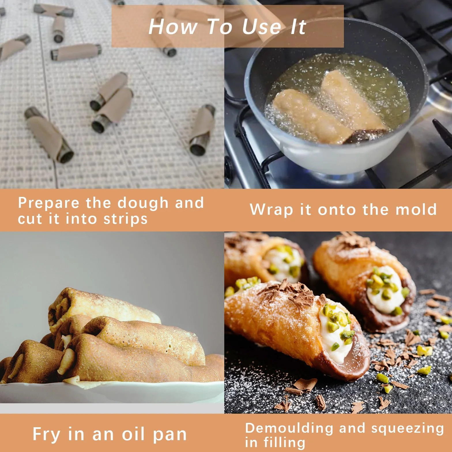 20 sztuk foremek piankowych, małe, ze stali nierdzewnej, ze szczotką do czyszczenia, nieprzywierające, proste rurki Cannoli, do kremowych róg, rogalików (12,5 x 2 cm)