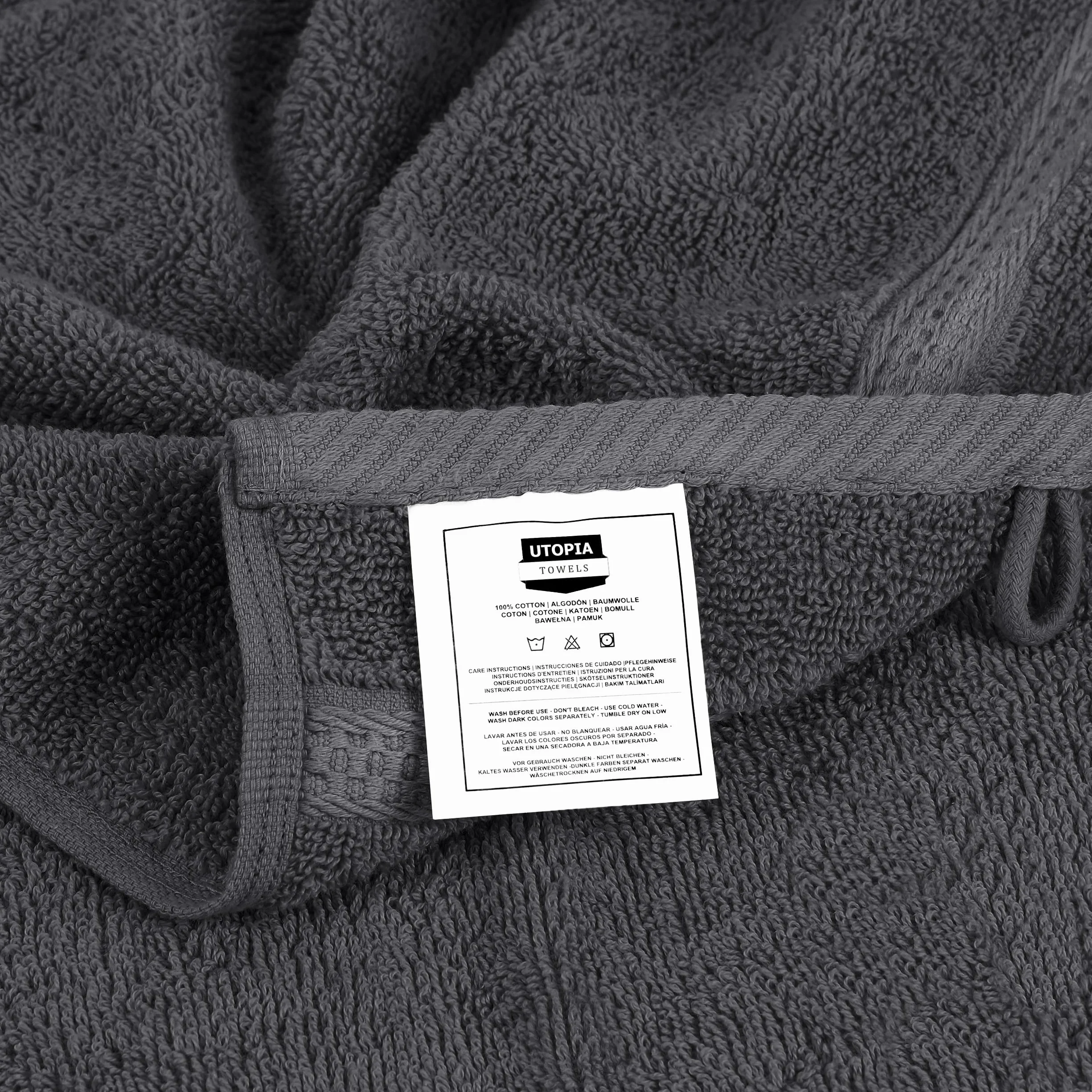 Utopia Towels - Zestaw 10 ręczników dla gości 30x50 cm z pętelką do zawieszania, małe ręczniki 100% bawełny, miękkie i chłonne (szary)