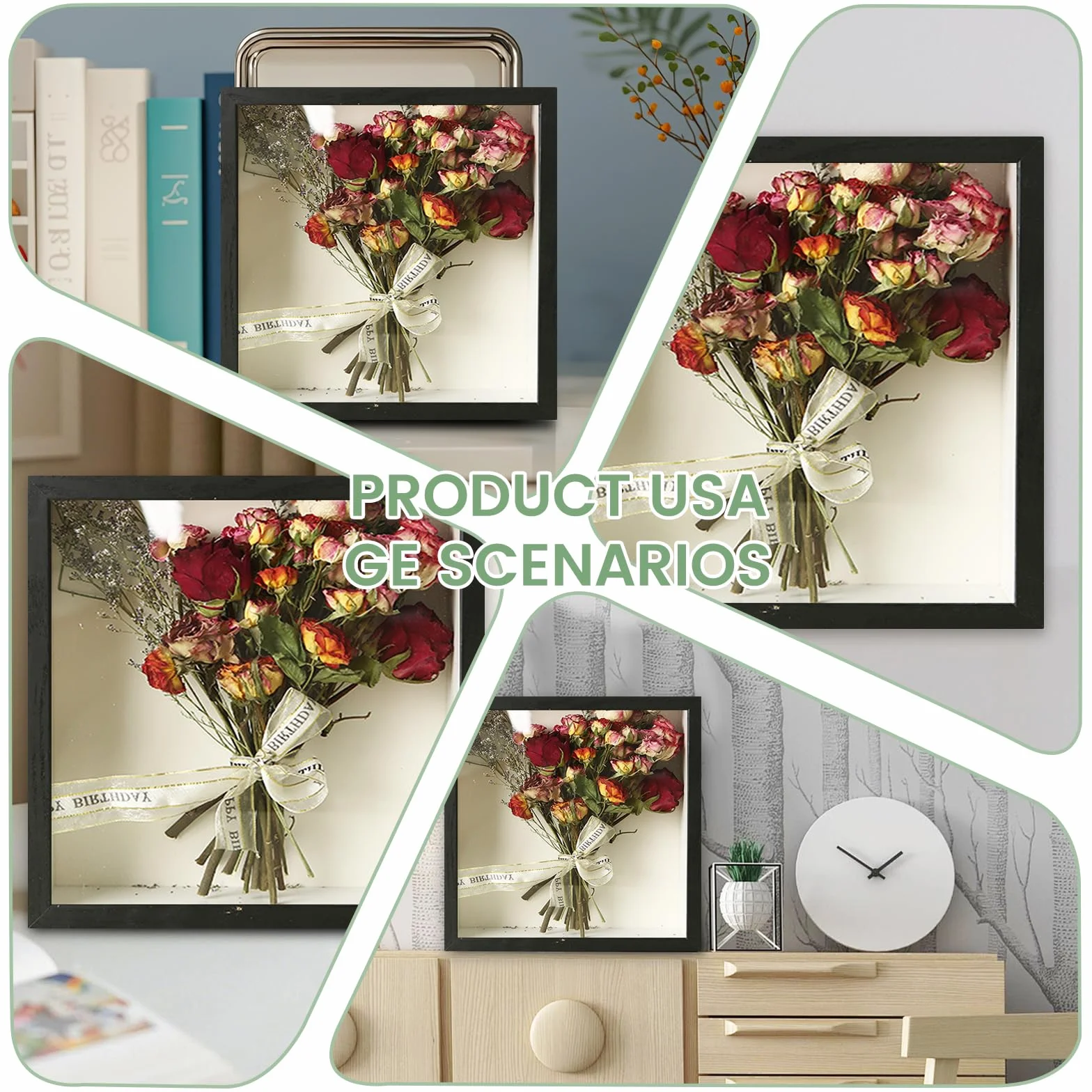 2 x 20 cm ramka na zdjęcia do napełniania, 3D, głęboka ramka na przedmioty, drewniana, 20 x 20 cm, pudełko cienia z przezroczystą płytą akrylową do przechowywania pamiątek, dekoracji kwiatowych