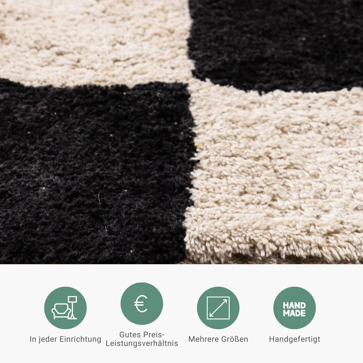 FRAAI | Home & Living Dywan Retro - Gambit Czarny/Biały - Bawełna - Nowoczesny, Retro - Dywan