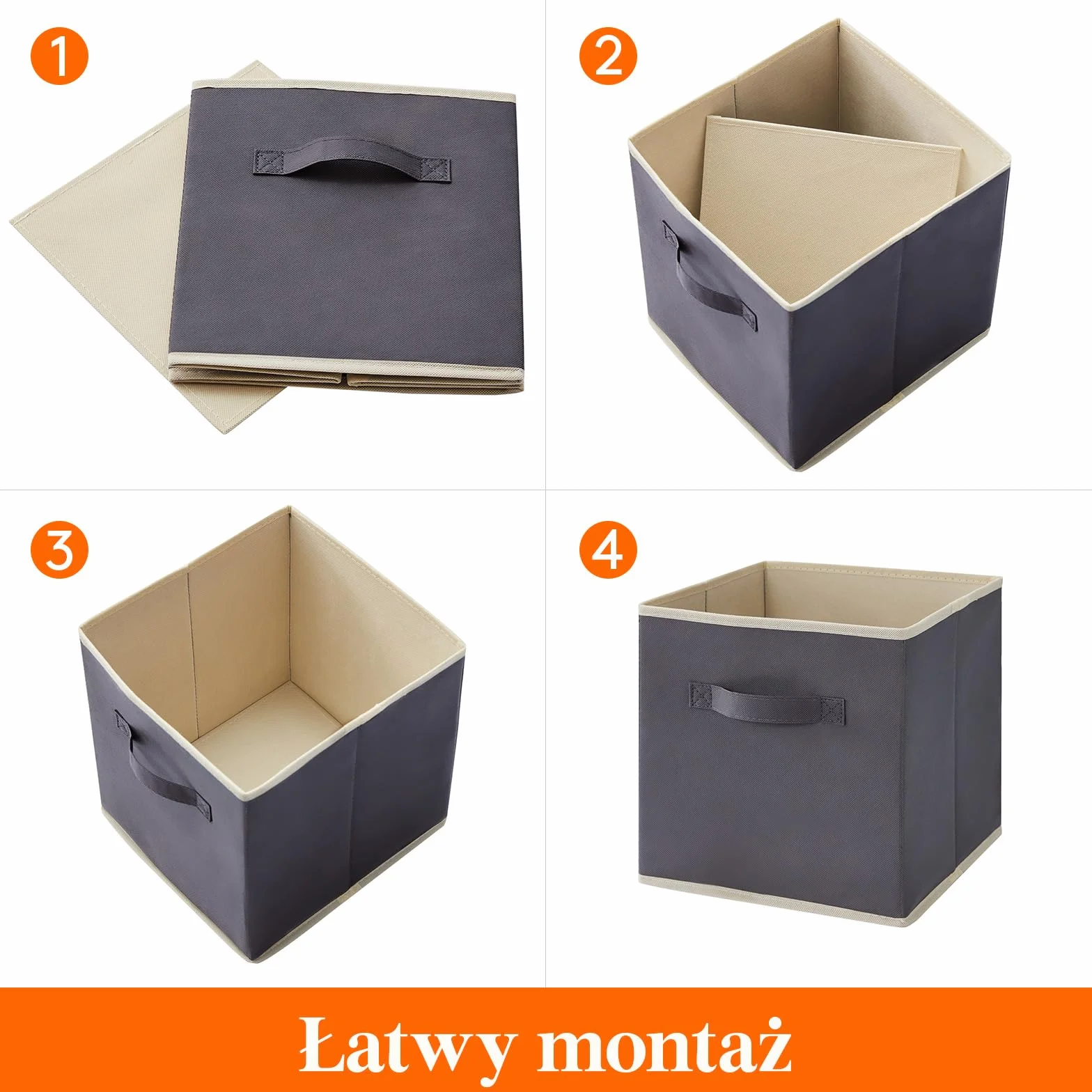 Lifewit 10 Pack składanych pudełek do przechowywania kostek, średniej wielkości dekoracyjne kosze do przechowywania, otwarte kostki do przechowywania z uchwytami, 33 x 33 x 33 cm, szary