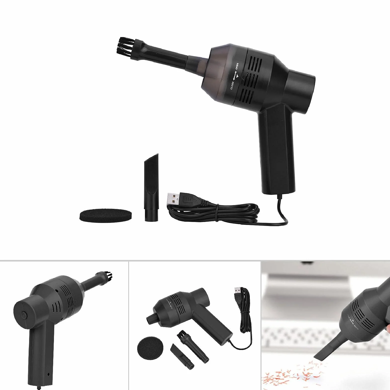 Bnineteenteam Odkurzacz do Klawiatury, Mini Ręczny Odkurzacz USB z Mocnym Ssaniem do Czyszczenia Laptopów i Komputerów Stacjonarnych (BLACK)