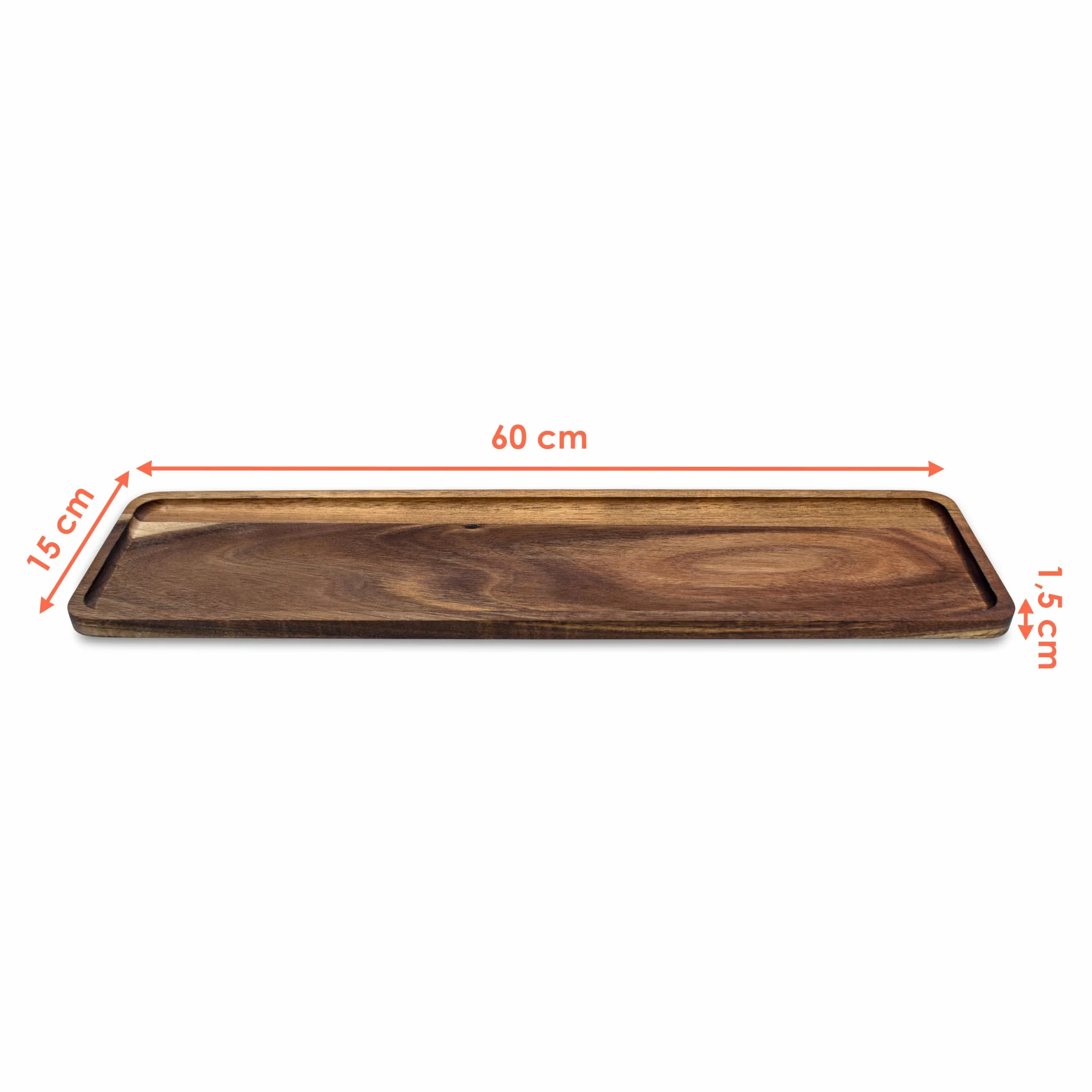 Taca dekoracyjna z naturalnego drewna akacjowego – 60 x 15 cm – podstawka pod świece z litego drewna – taca na świece, drewniana taca na świece, dekoracja stołu na Boże Narodzenie, adwent wesele