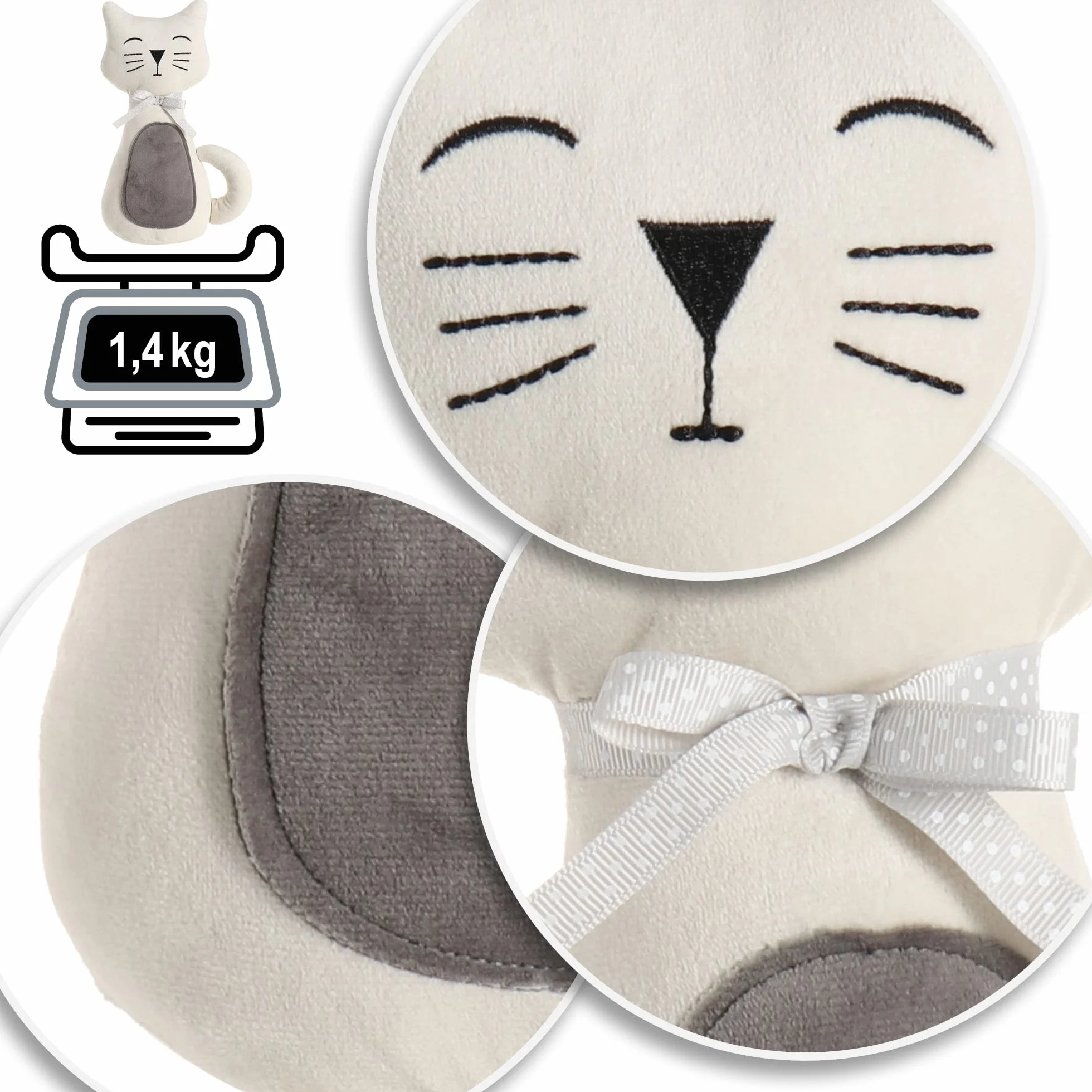 COM-FOUR® Stoper do drzwi, ciezki uchwyt do drzwi, ladny wzór w kotka, funkcjonalny dodatek do mieszkania, stoper do okien i drzwi, idealny na przeciagi (Kot Lucja)