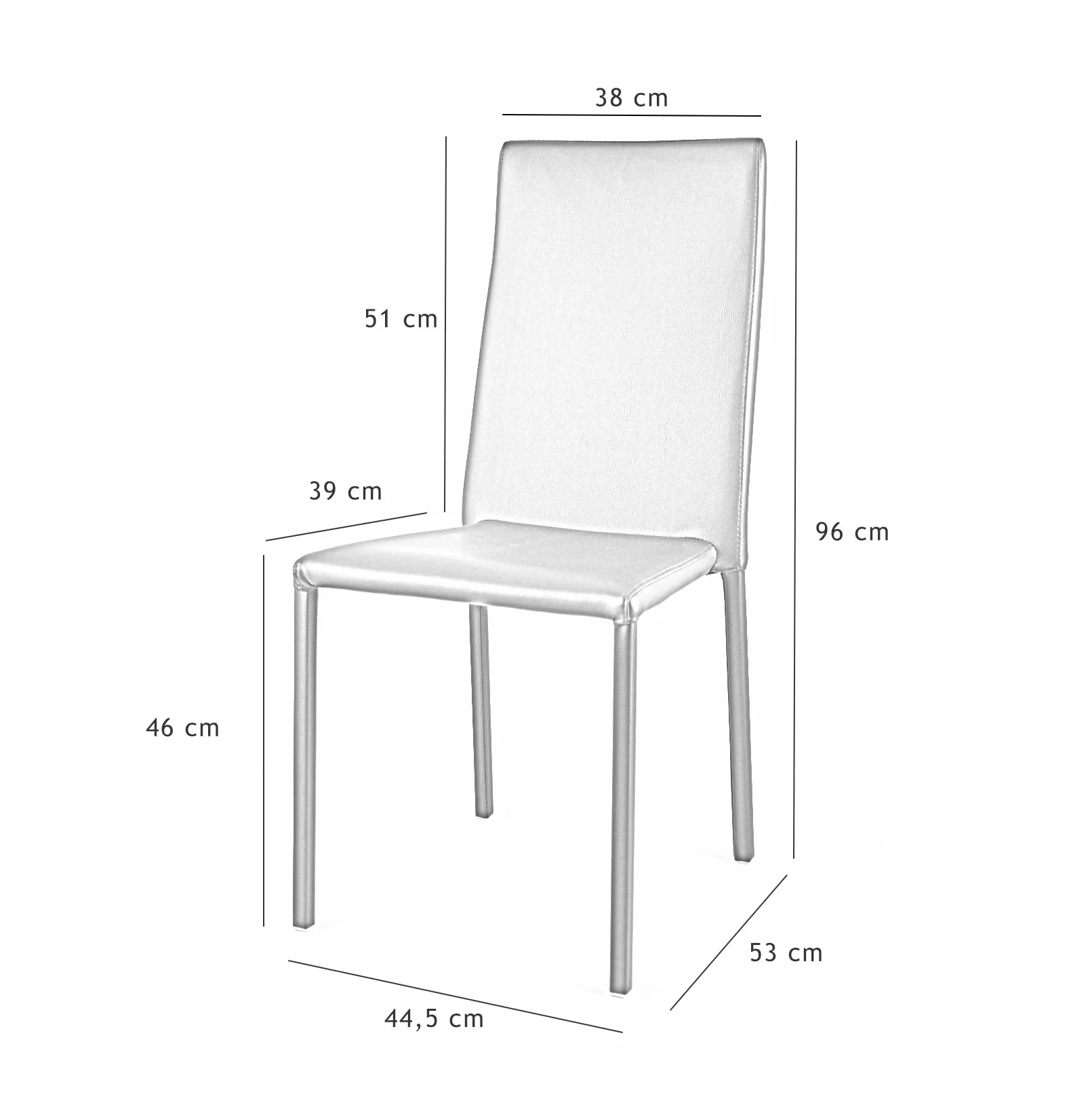 t m c s Tommychairs zestaw 4 krzeseł do układania w stosy Julia do kuchni barowej i jadalni, wytrzymała, wyściełana stalowa rama i wyłożona sztuczną skórą w kolorze białym