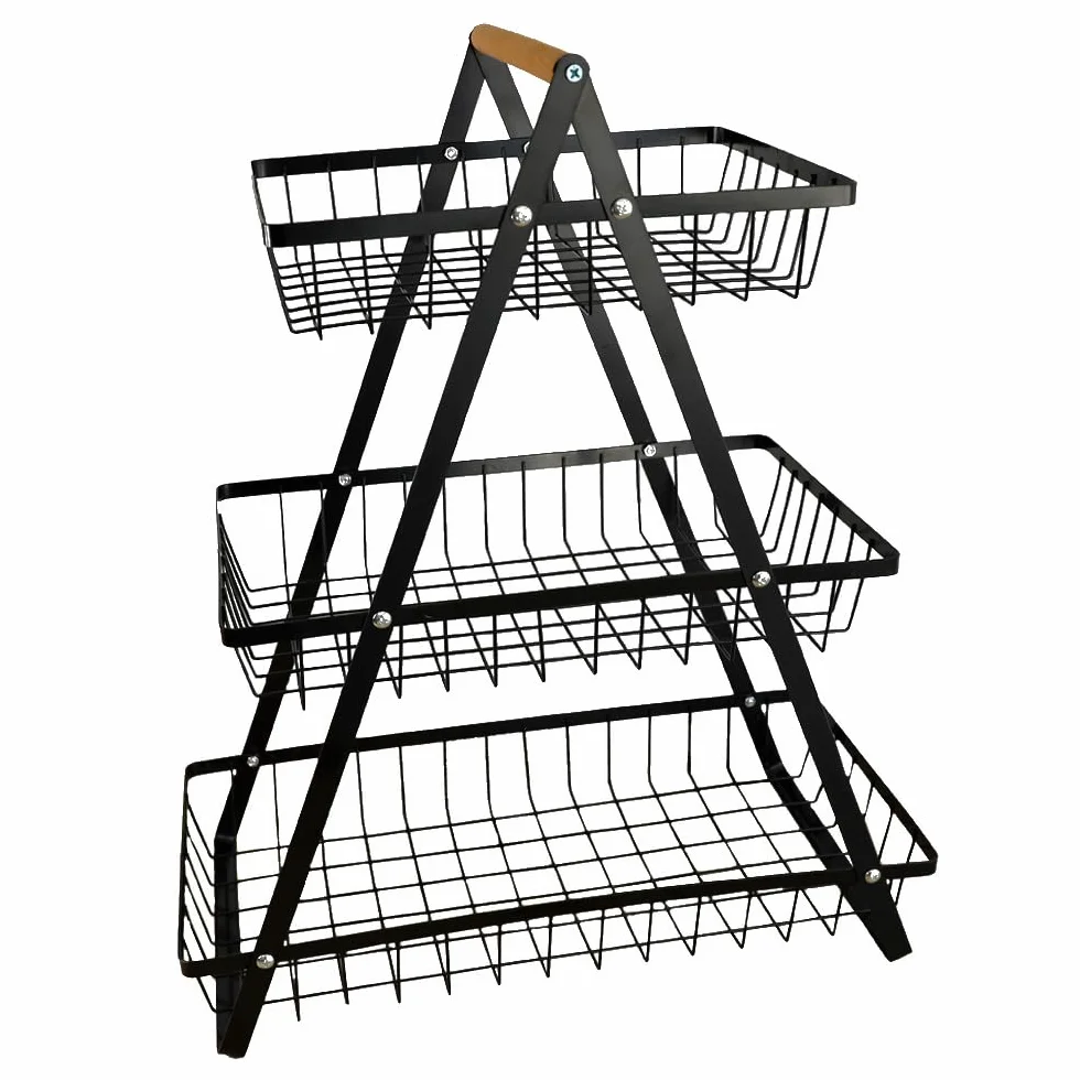 Kosz na owoce Etagere 3-poziomowy czarny duży