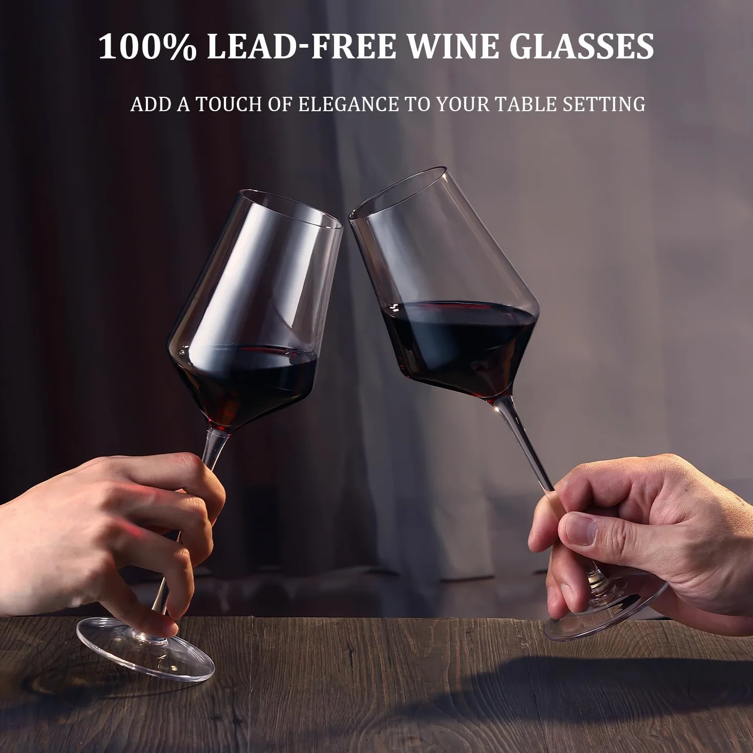 GLASKEY 2 Sztuk Kieliszki do Wina Ręcznie Dmuchane Kryształowe 450 ml Bezołowiowe