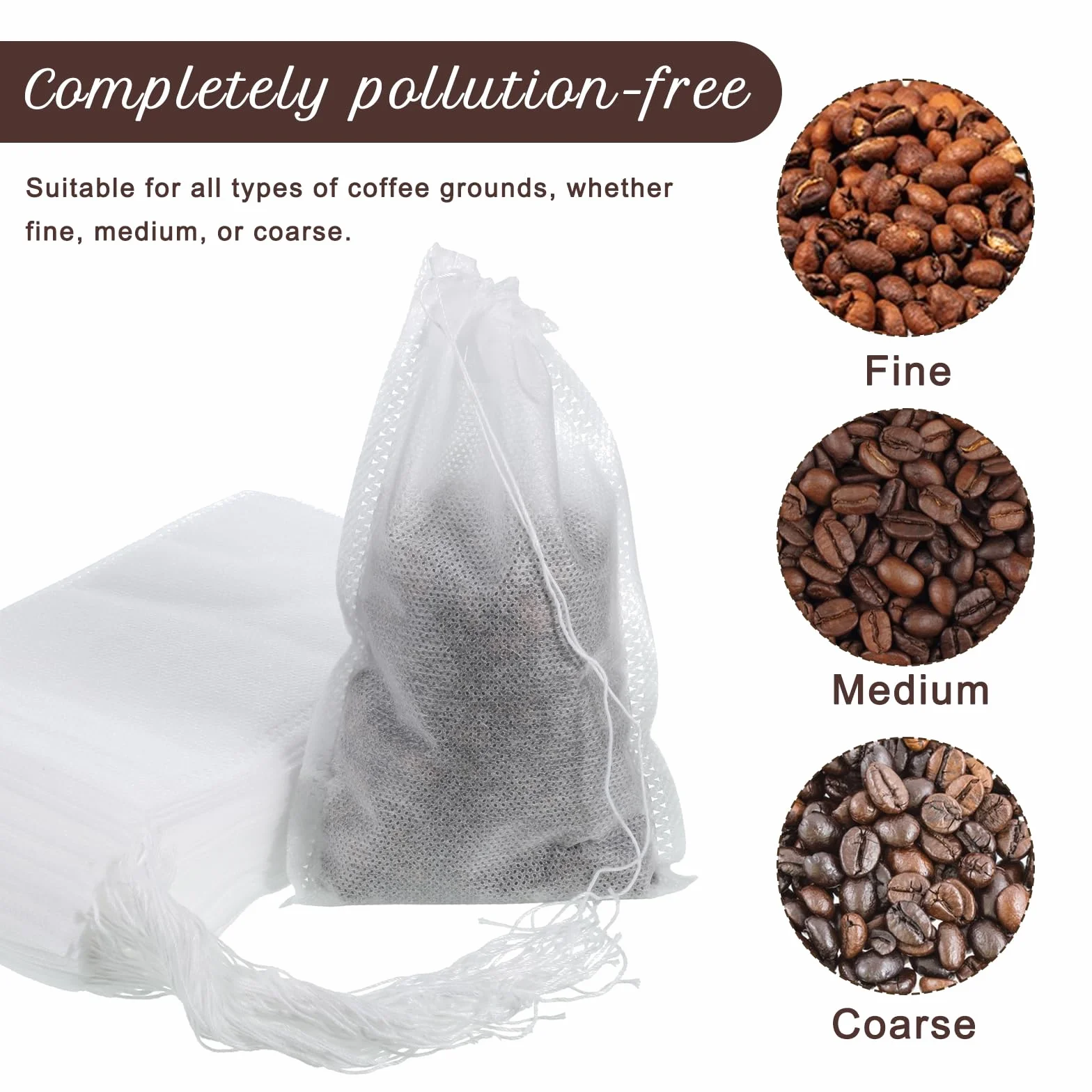 100 sztuk filtrów do herbaty sypkiej, torebki do herbaty sypkiej, 10 x 15 cm, ze sznurkiem, białe, z włókniny, jednorazowe worki filtrujące do przypraw, kawy, herbaty DIY, wanilii, lawendy, herbaty
