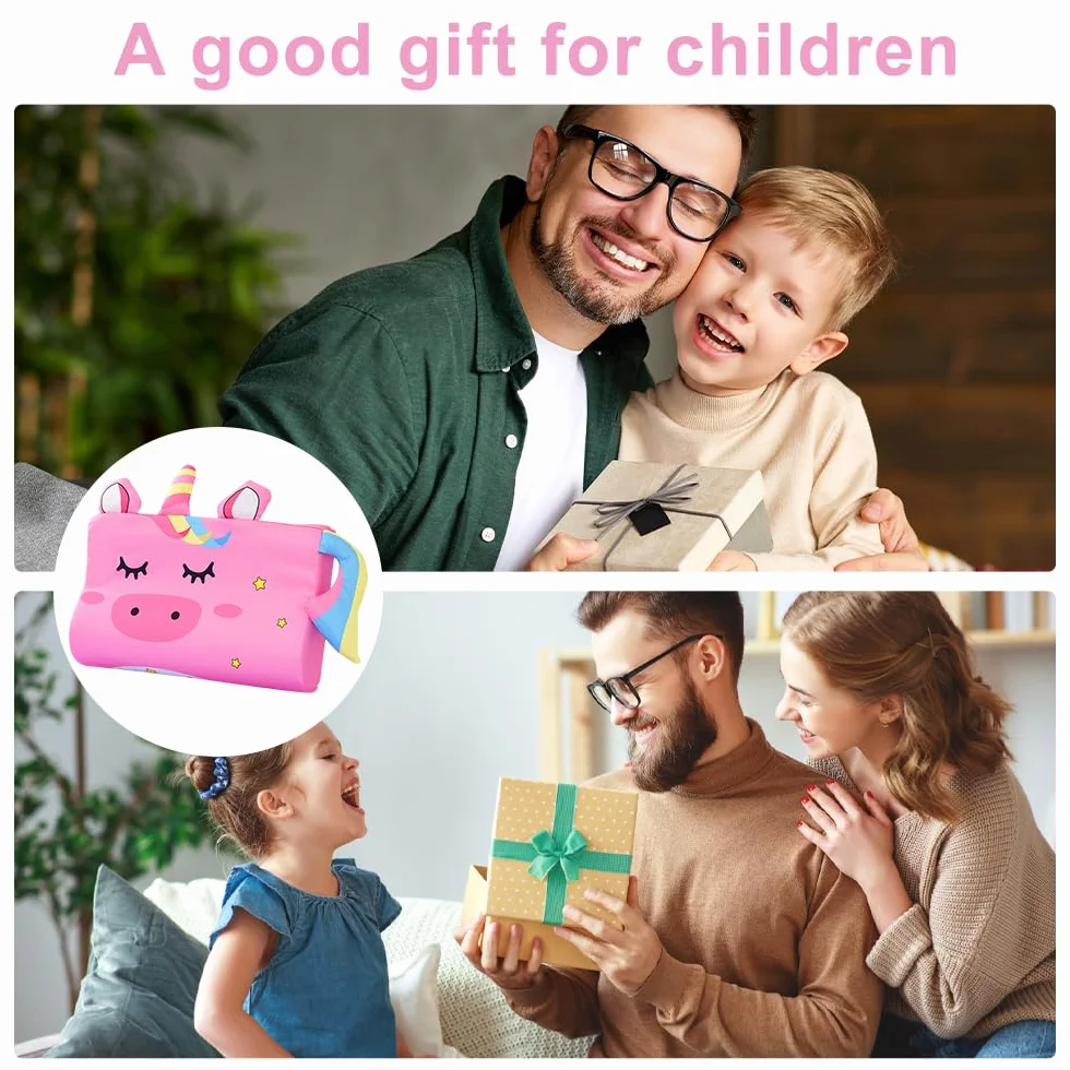 Schlummerkids Poduszka dla dzieci Calmly, oddychająca, spokojna poduszka dla dzieci, ergonomiczna poduszka do spania dla dzieci dla lepszego i zdrowszego snu (różowa)
