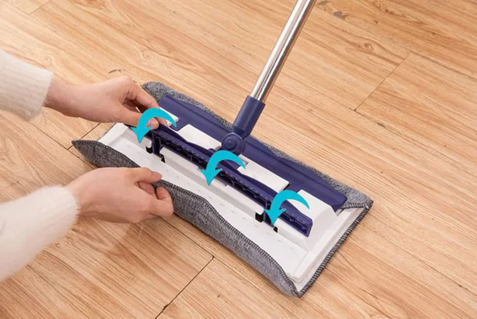 Regulowane mopy do czyszczenia podłóg, wyciągany mop na sucho z uchwytem teleskopowym, płaski mop podłogowy z mikrofibry mop do kurzu do laminatu twardego drewna