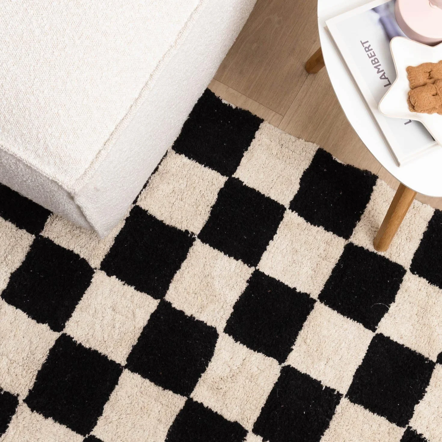 FRAAI | Home & Living Dywan Retro - Gambit Czarny/Biały - Bawełna - Nowoczesny, Retro - Dywan