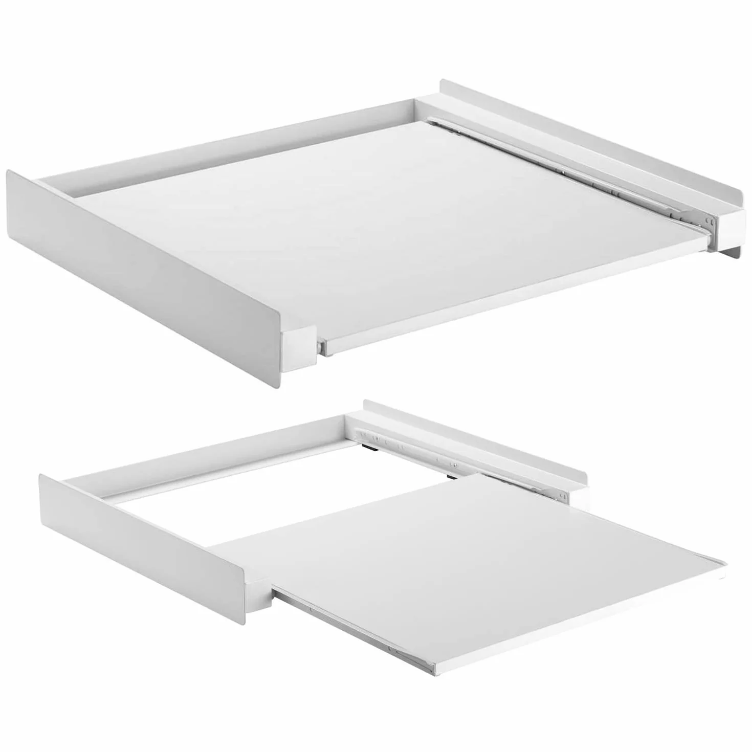 Maclean MC-890 Uniwersalna Rama Łącząca z Półką Wysuwaną do Pralek lub Suszarek 60x53 cm Oszczędzająca Miejsce Wstawka Pośrednia do 60 kg, Aluminiowy Łącznik z Wysuwanym Blatem Roboczym