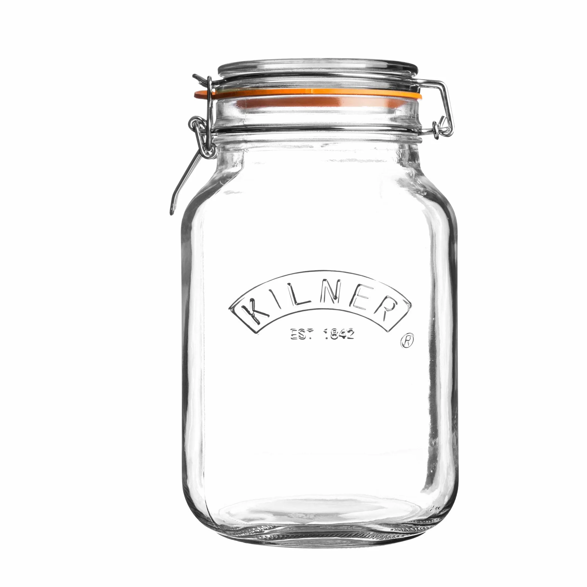 Kilner 25.513 kwadratowy słoik z klipsem na górę, 2 l, słoik na przetwory, słoik do przechowywania, słoik na dżemy z pokrywką Cliptop