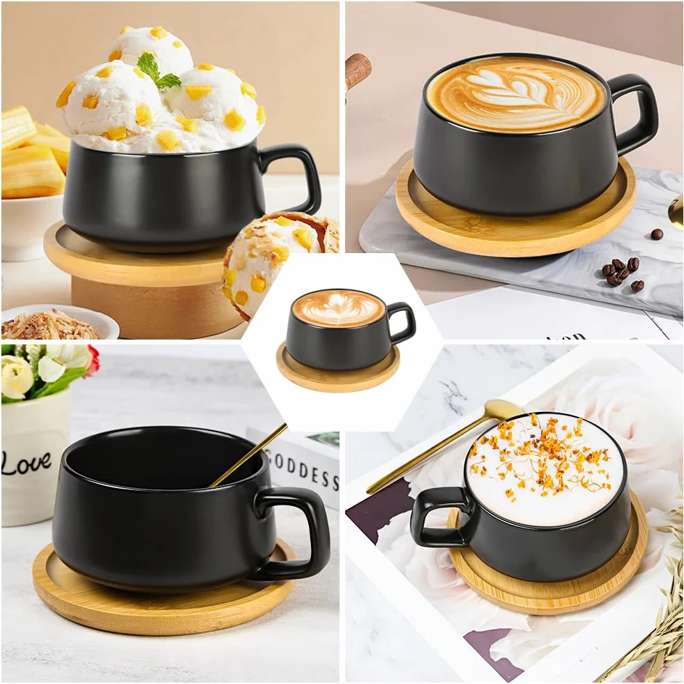 Zestaw filiżanek do cappuccino porcelanowych 4 szt. 280 ml ceramiczny
