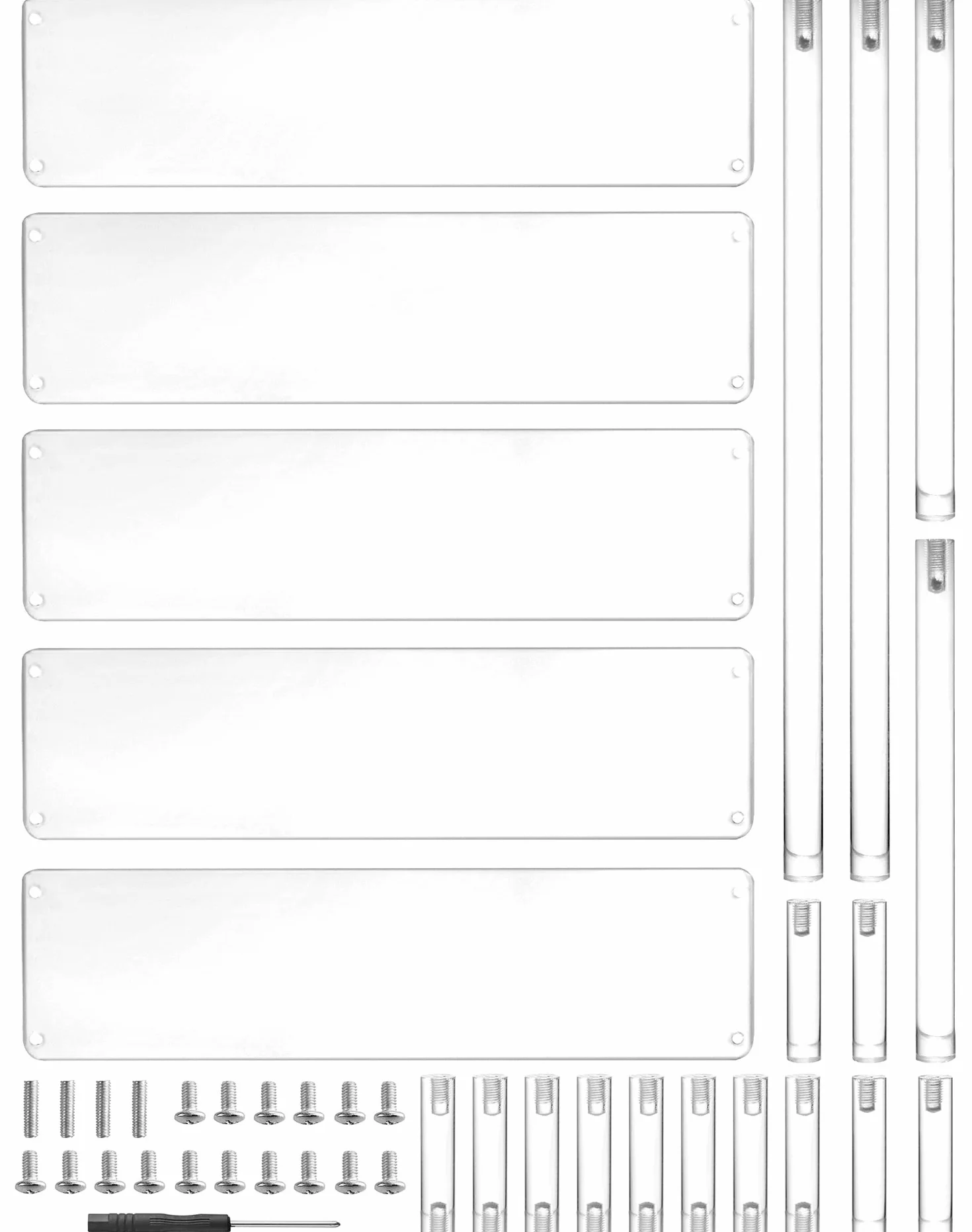 QWORK® 2-Pack 5-poziomowe akrylowe stojaki ekspozycyjne, przezroczysta akrylowa półka podwyższająca na figurki, biżuterię, babeczki, szminki, lakiery do paznokci, przyprawy - 30x32x25cm