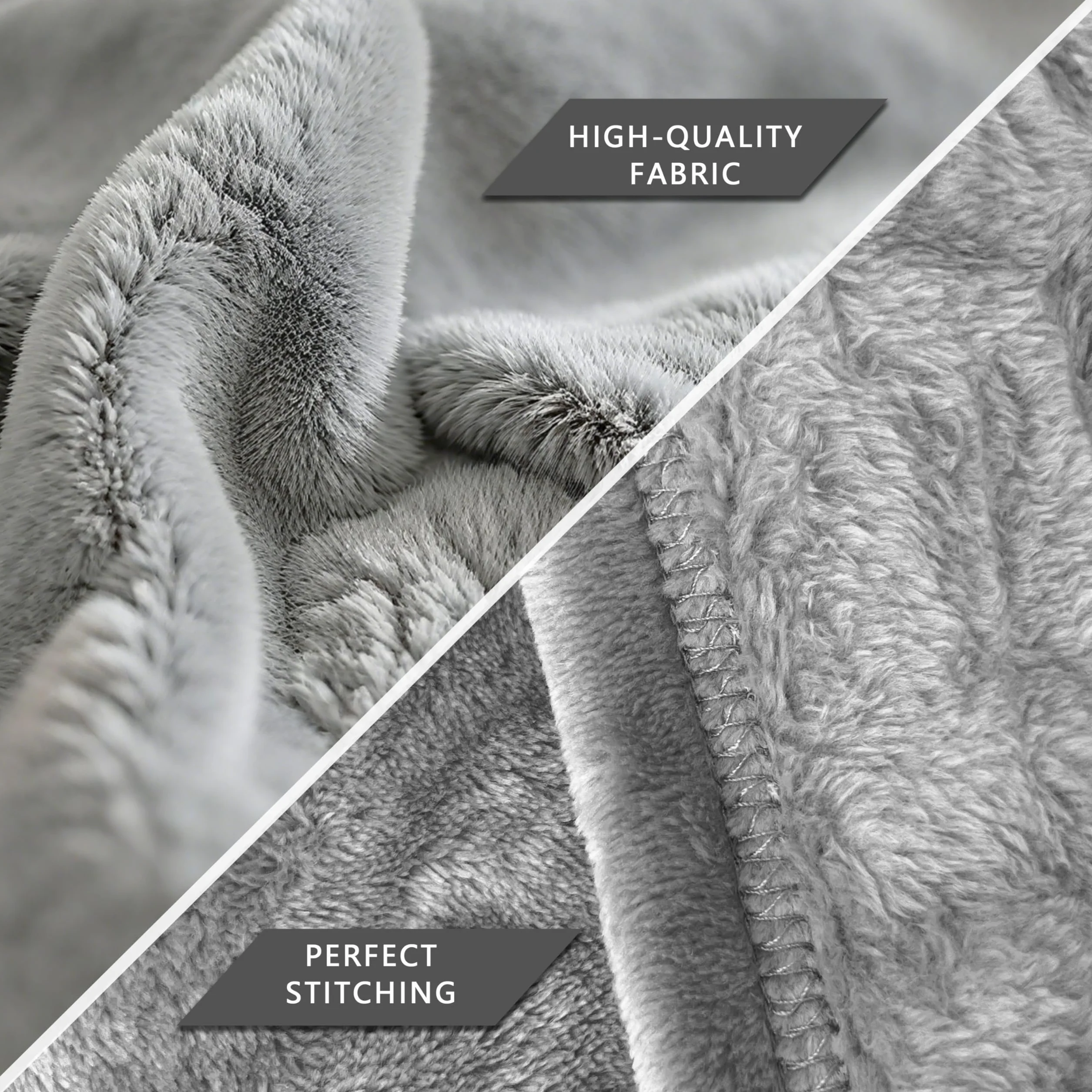 AiTodos® Koc Polarowy Miękki 230x270 cm – Duży Puszysty Koc Flanelowy na Łóżko King Size i Wielką Kanapę, Ciepły, Do Prania w Pralce, Szary