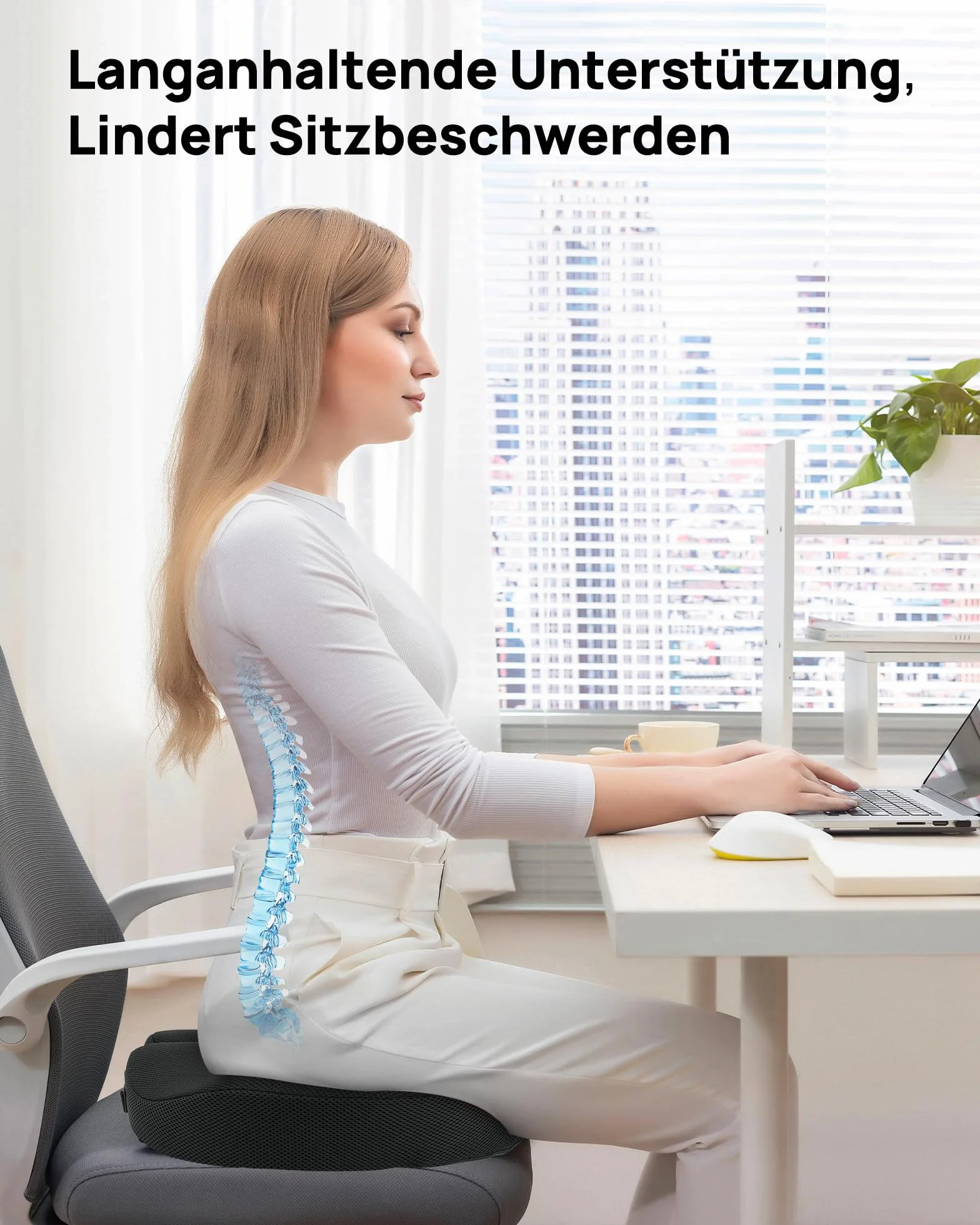 Feagar Poduszka do siedzenia – regulowany ortopedyczny pierścień do siedzenia, bardzo duża, ergonomiczna poduszka do kości ogonowej, na hemoroidy, rwę kulszową, poporodową, do samochodu, wózka