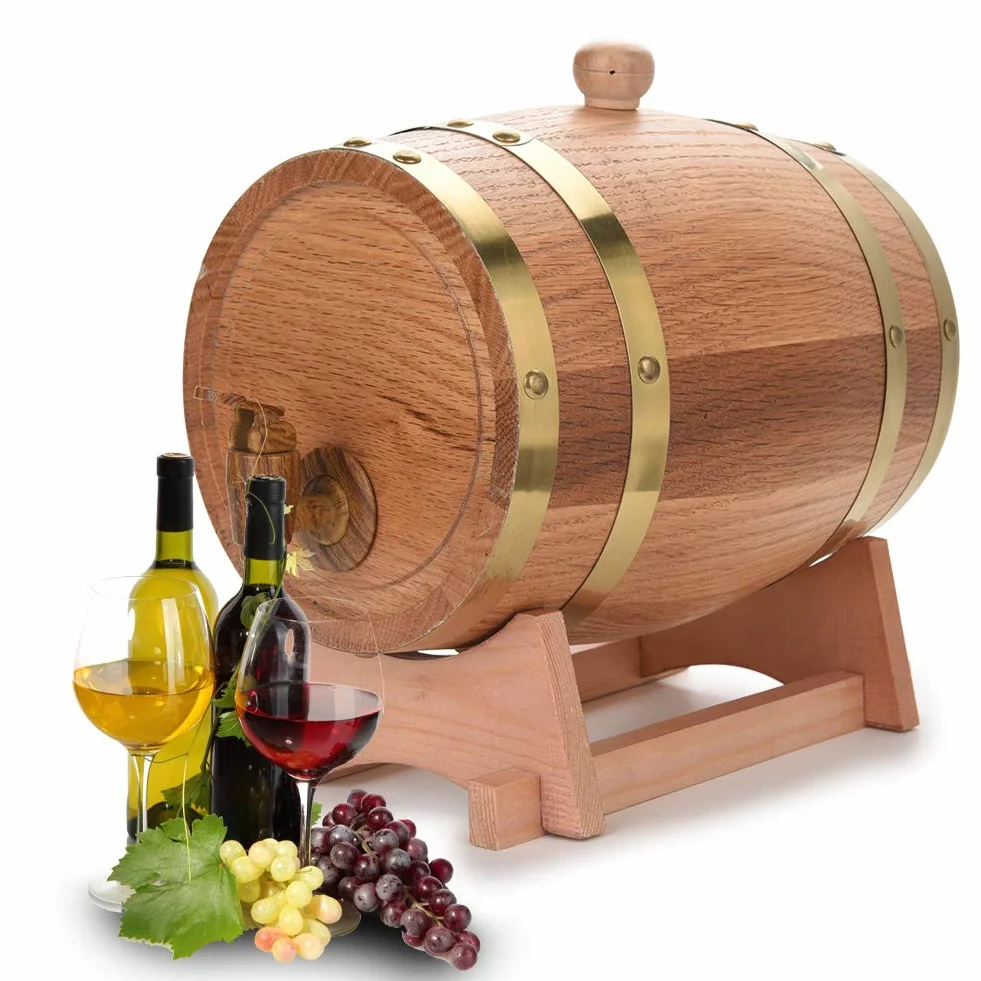 Oak Bar And Restaurant 3L Spodek Dębowy Beczka Dla Wieku 32 × 23 × 23 3L Vintage Dozownik drewna dębowego do whisky Tequila 3L Kran dębowy