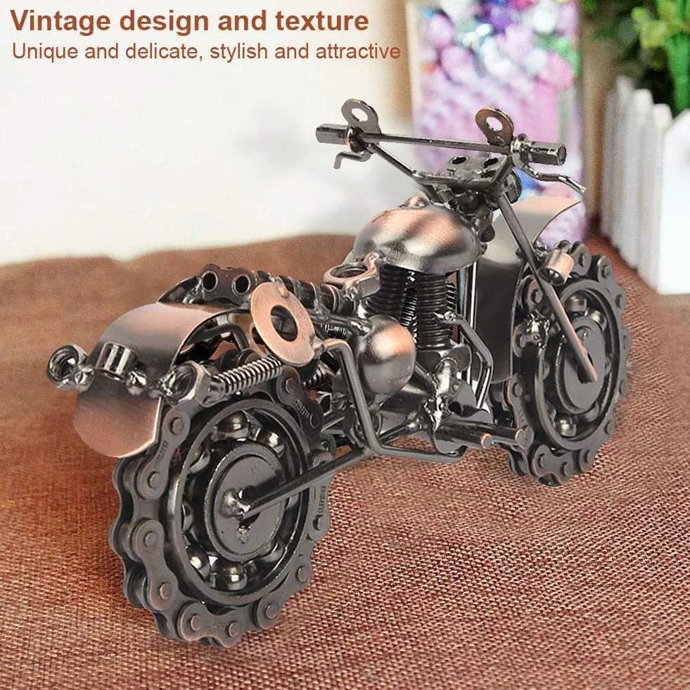 Hilitand model motocykla, vintage żelazny model motocykla do brązowych ozdób motocyklowych, dekoracja biurowa