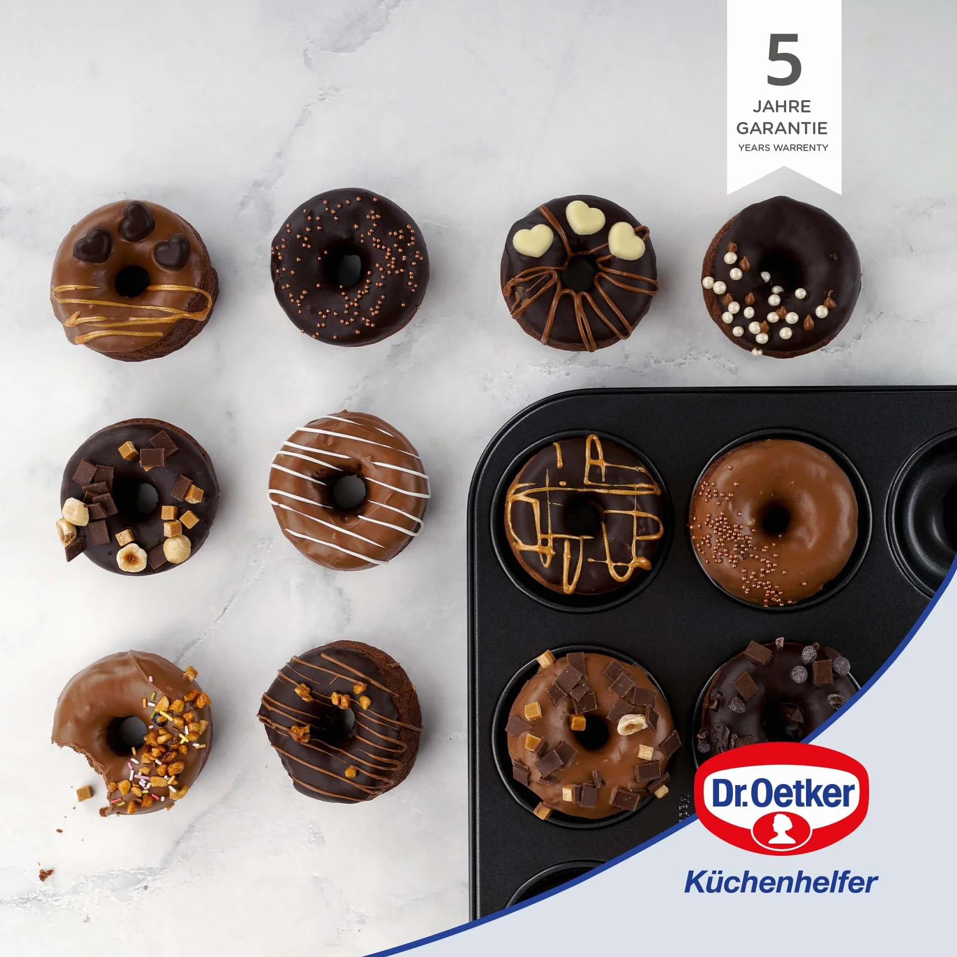 Dr. Oetker tradycyjna forma do pieczenia pączków, 12 sztuk, z powłoką zapobiegającą przywieraniu, wysokiej jakości forma z doskonałym przewodzeniem ciepła,(kolor: czarny)