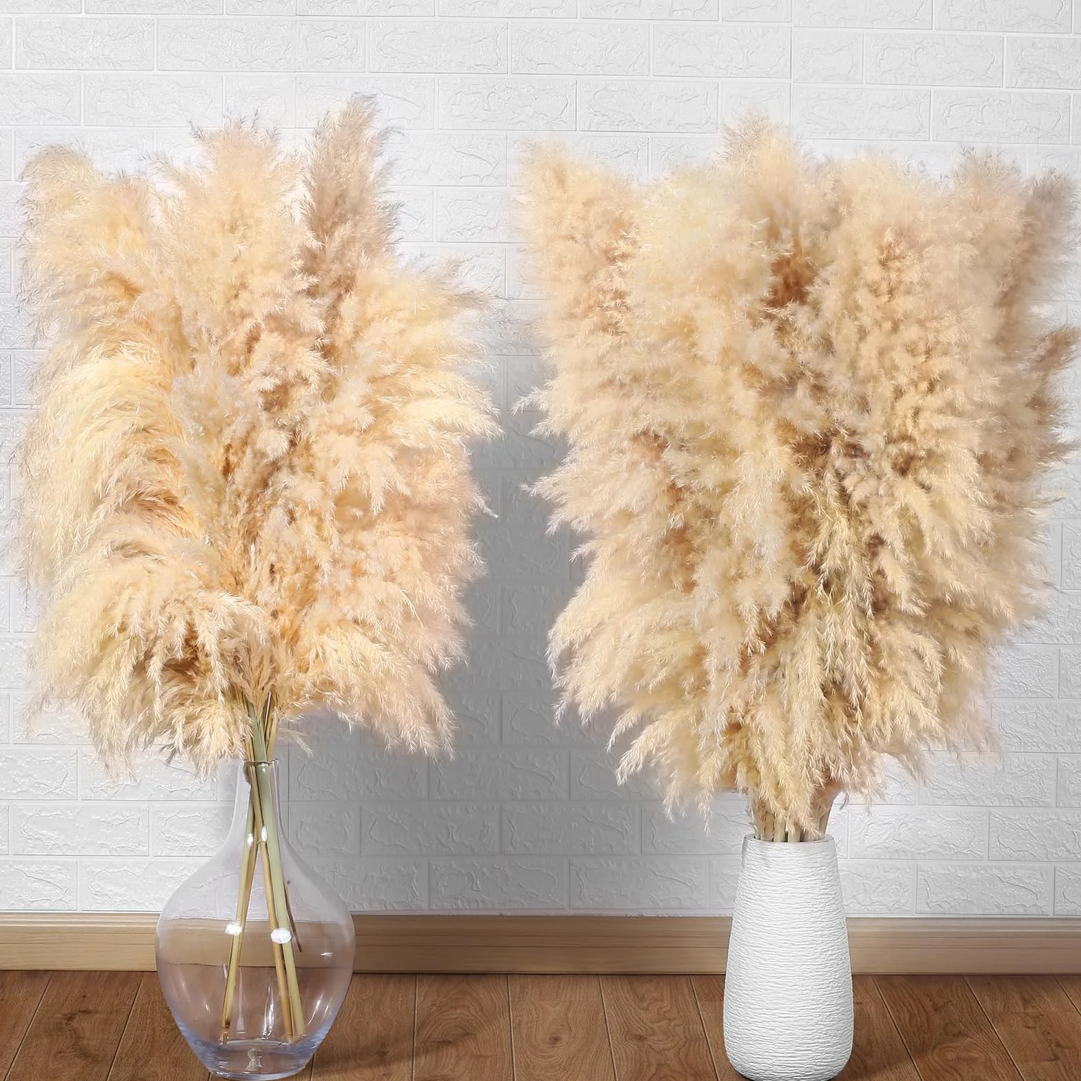 10 Sztuk Trawa Pampasowa XXL - Duża Dekoracja Boho 100 CM - Suszone Kwiaty Naturalne i Puszyste - na Wazony Podłogowe, Stół, Ślub, Salon, Sypialnia
