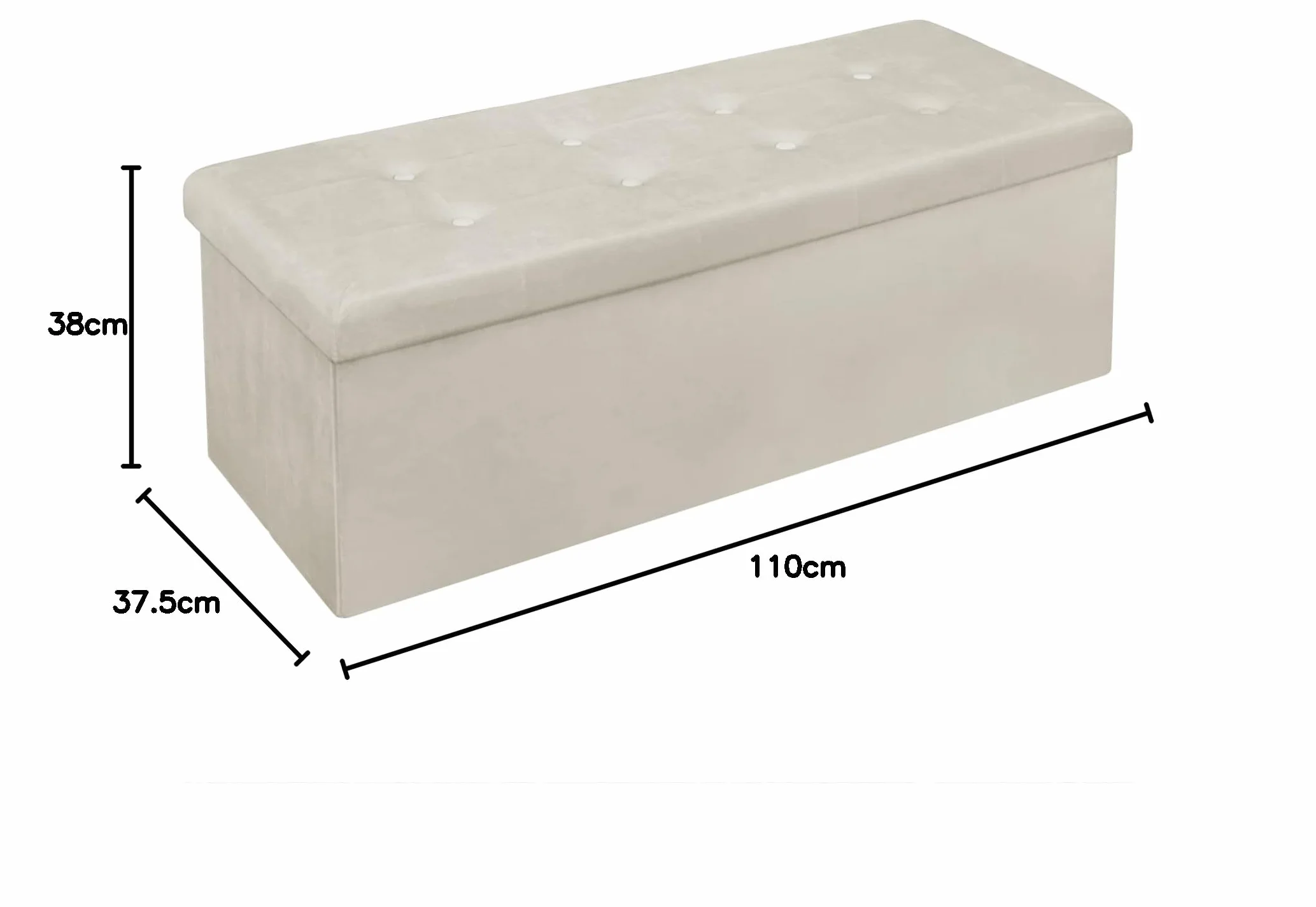 WOLTU Ławka do siedzenia z skrzynią 110 cm, przechowywanie 118 l, składana, do sypialni