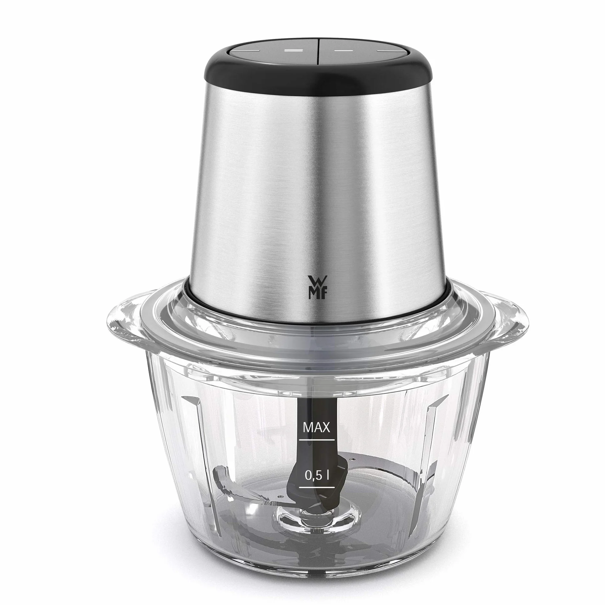 WMF 416590011 Kult X Edition Rozdrabniacze Szklanym Pojemnikiem, 320 W, Matowy/Srebrny