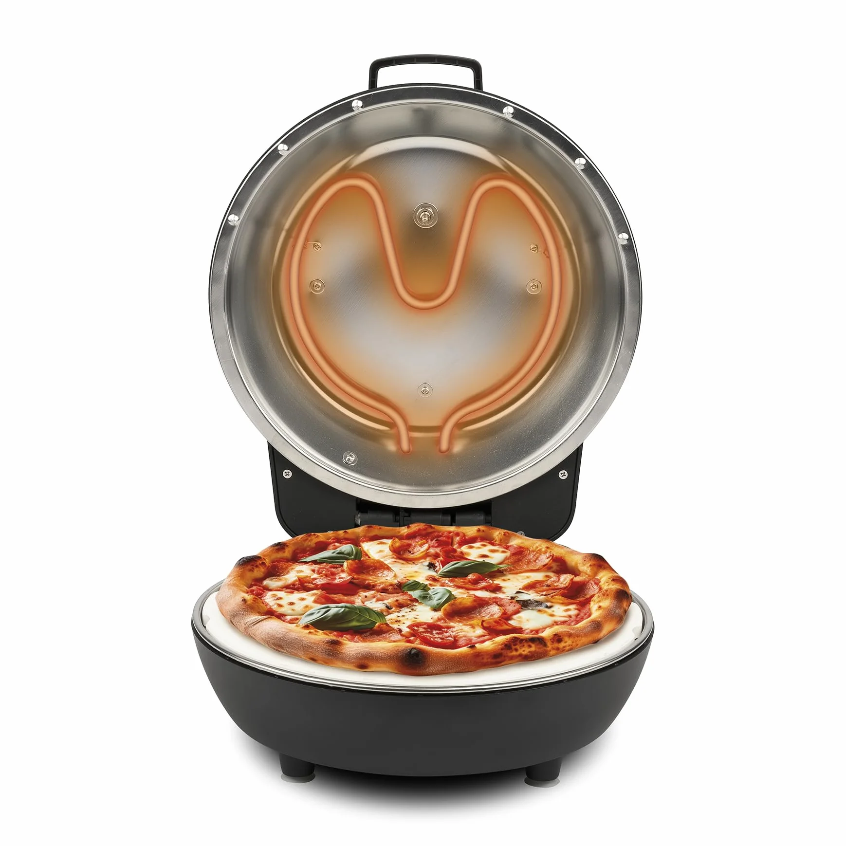 G3 Ferrari - Pummarola piec do pizzy ze stali nierdzewnej – optymalne wykonanie pizzy w zasięgu ręki, regulowany termostat do 420°C, moc 1200 W, waga: 5,2 kg