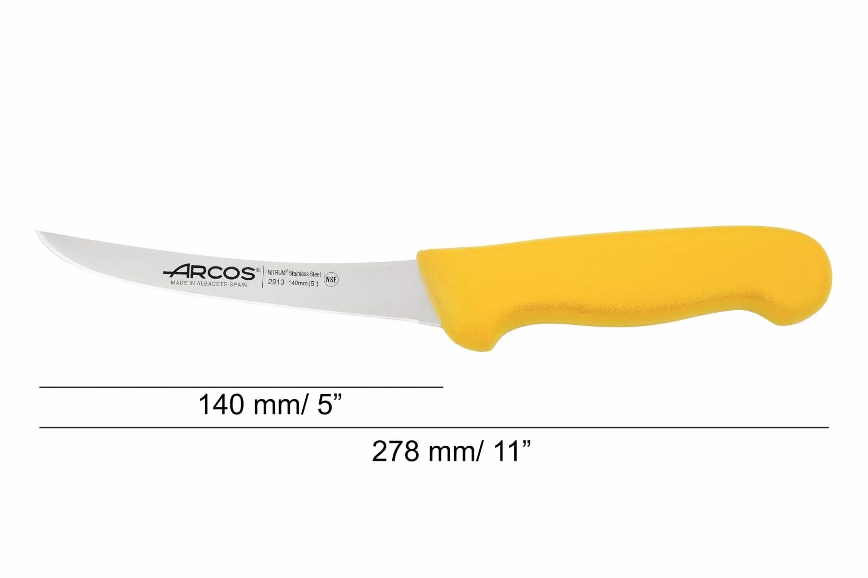 ARCOS Nóż do krojenia kości z mięsa, 140 mm, ergonomiczny uchwyt z polipropylenu, seria 2900, kolor żółty