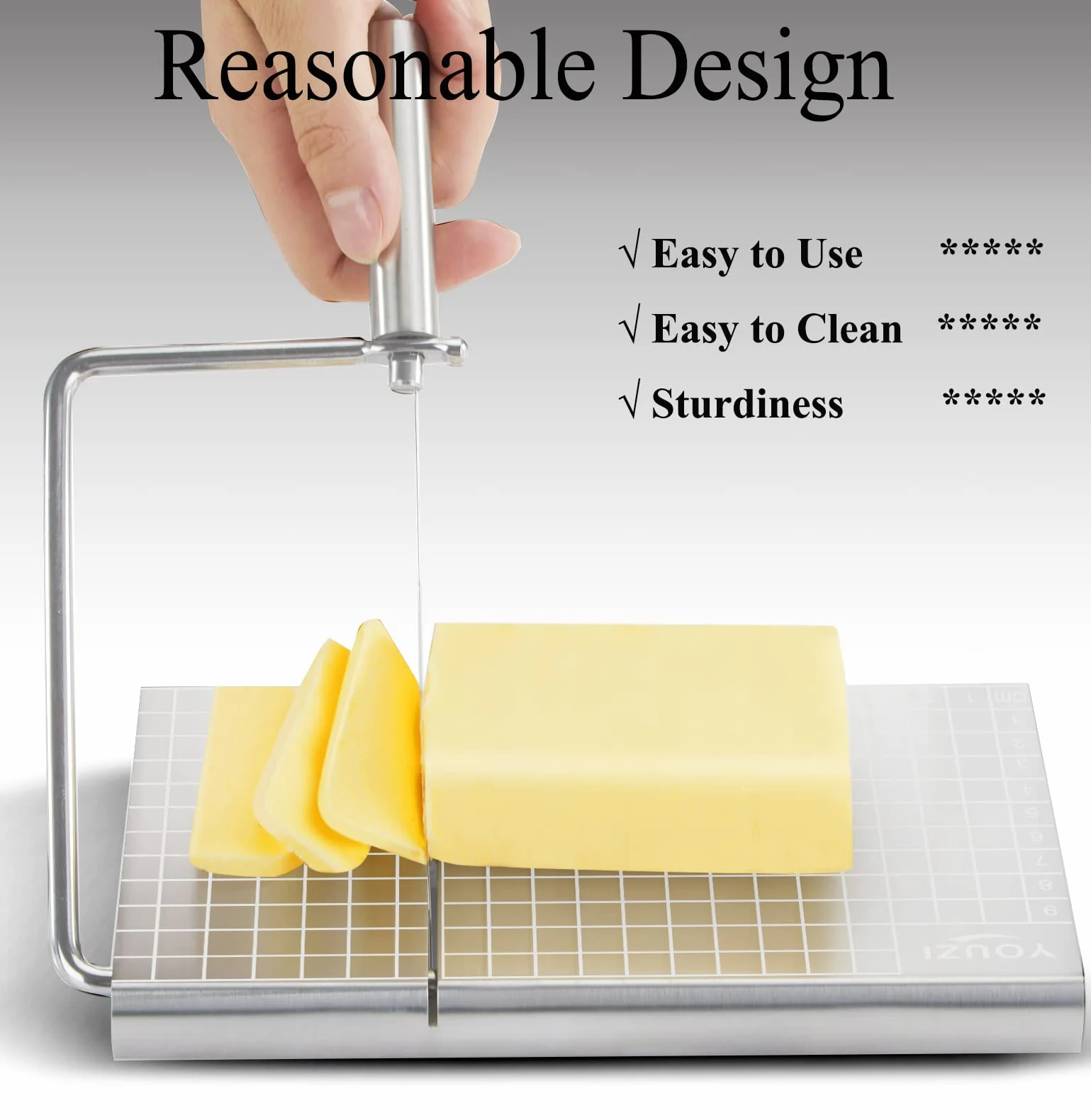 Cheese Slicer & Cheese Cutter | Stainless Steel cheese slicer with 10 Replacement-wires | Cheese Cutter for Block Cheese Metal Cheese Slicer Cutting Board Kitchen Gadgets Gift Set for Cheese Butter