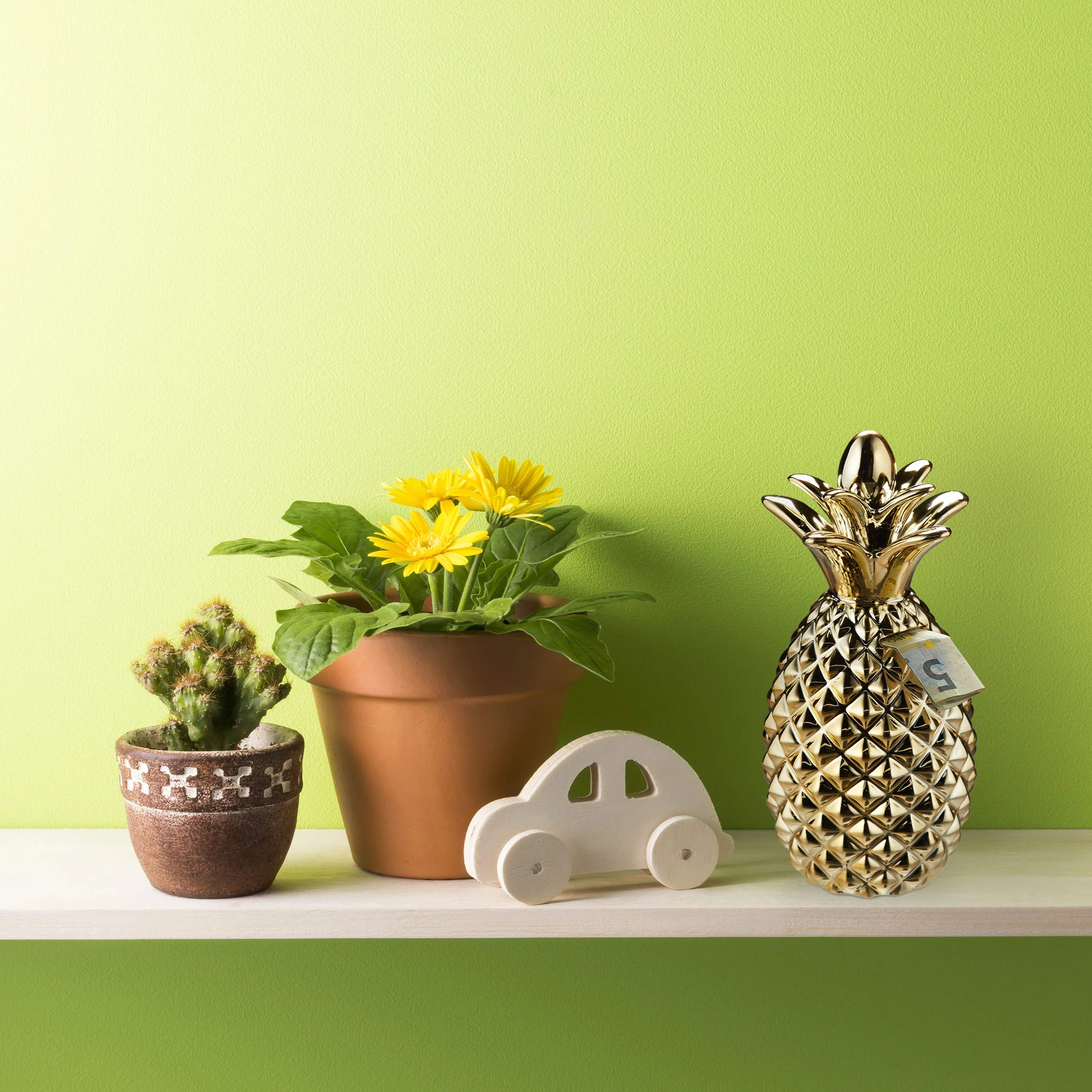 Relaxdays skarbonka ananas, dekoracyjna puszka na pieniądze, 24 x 10,5 cm, złoty