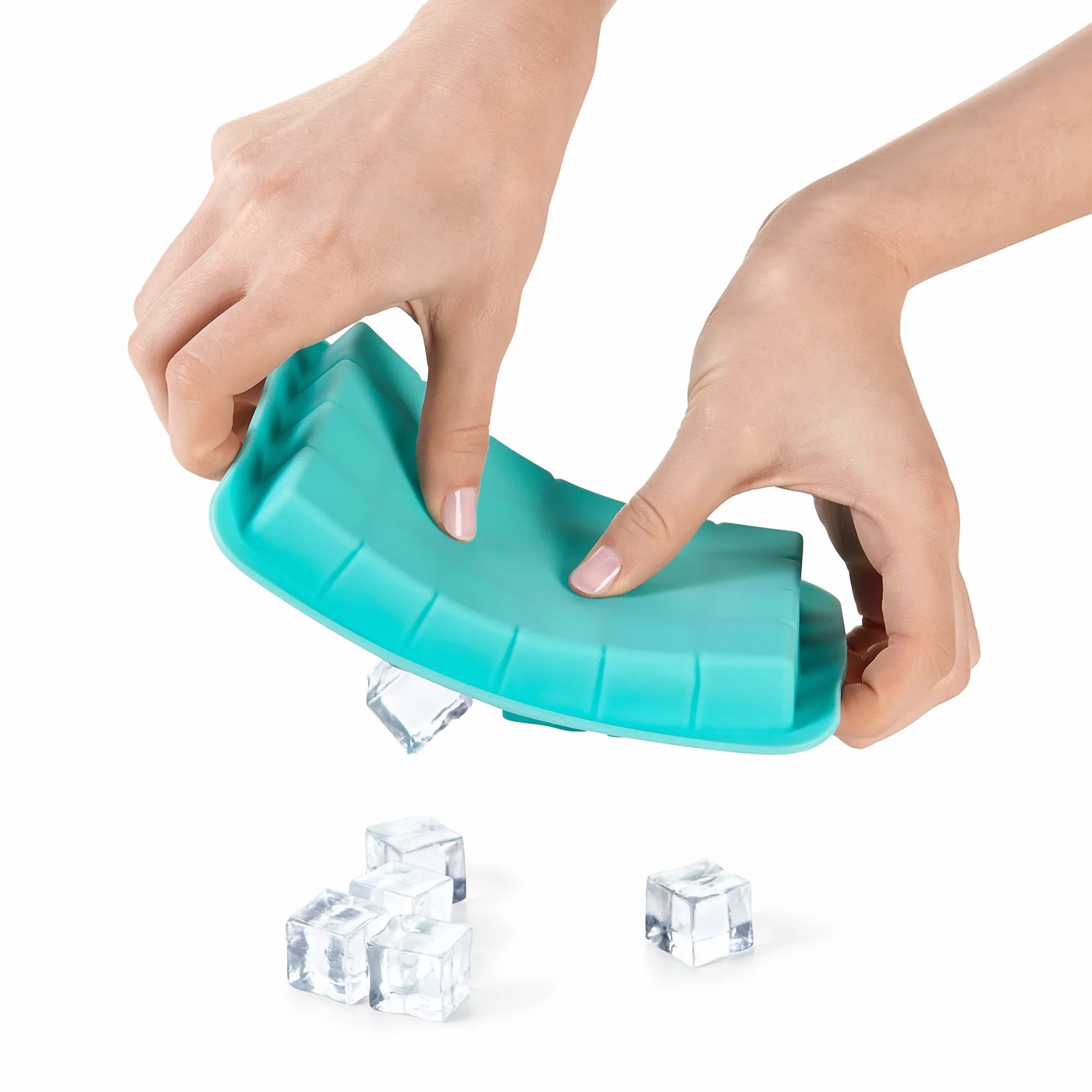 OXO Good Grips forma do kostek lodu z pokrywką na małe kostki lodu – silikon – biały/jasnoniebieski